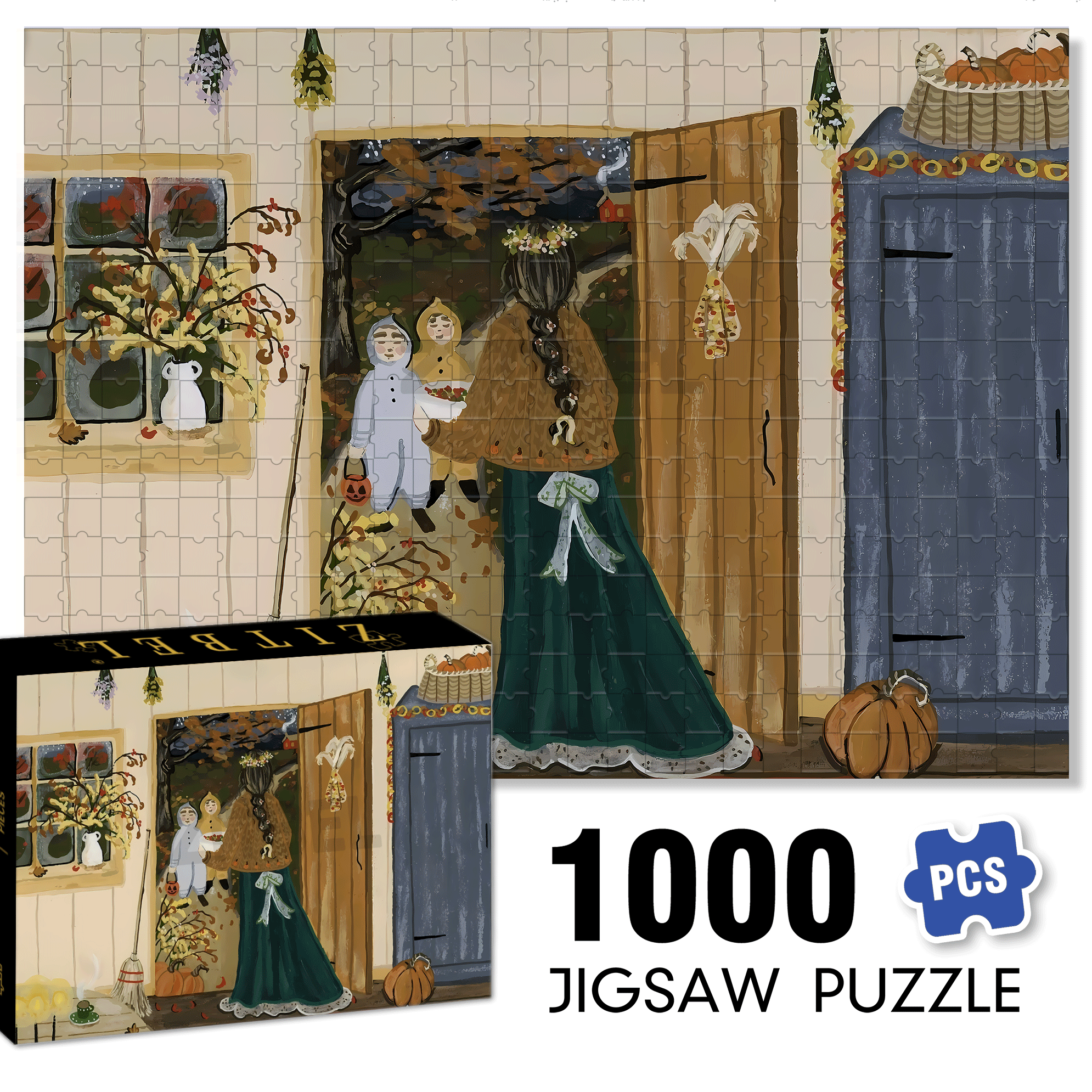 On The Way Home 500pcs/1000pcs Jigsaw Puzzle, Scratch-Resistant, Interactive Family Game & Brain-Boosting DIY Decor, Perfect for Halloween, Christmas & New Year Gifts, Family Puzzle Game