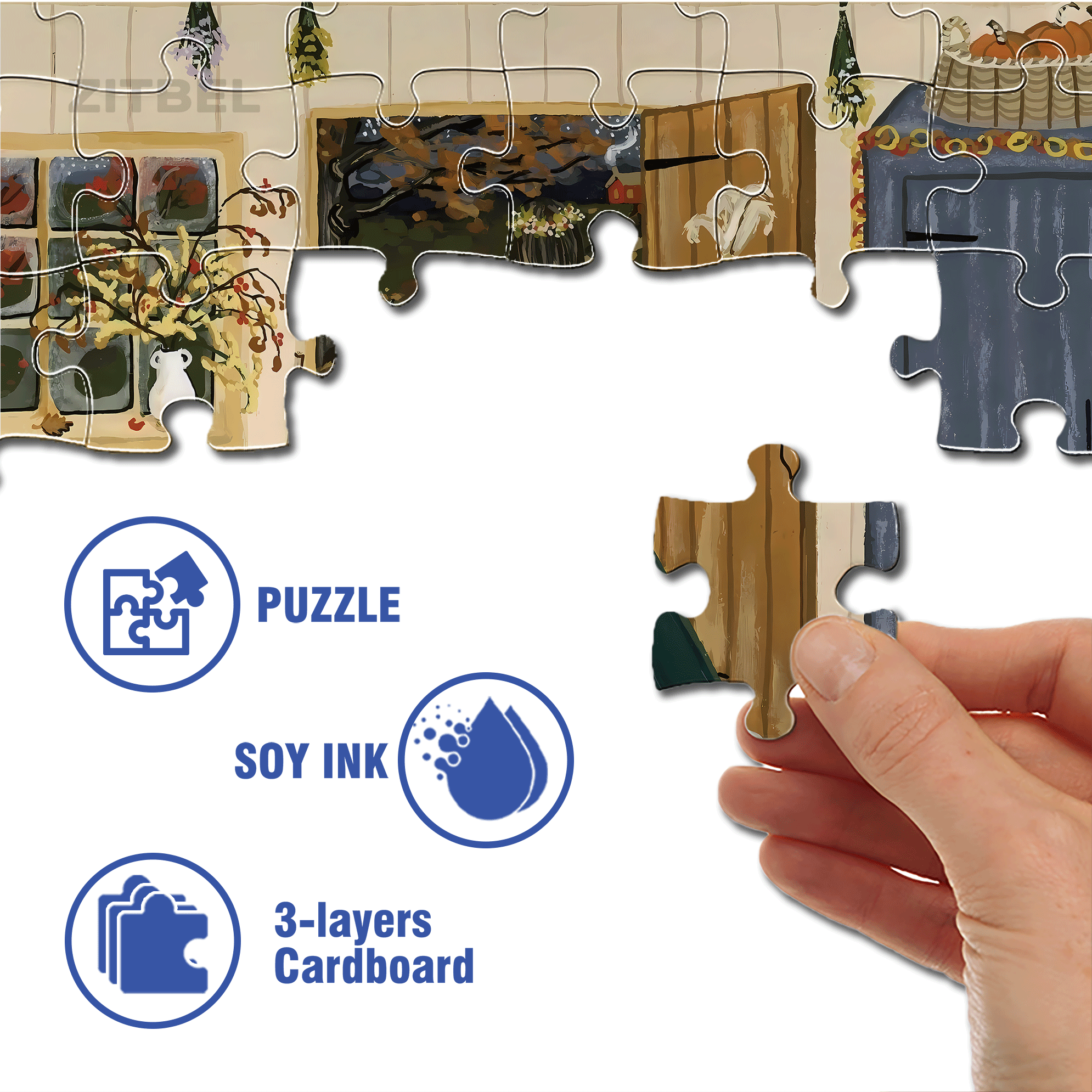 On The Way Home 500pcs/1000pcs Jigsaw Puzzle, Scratch-Resistant, Interactive Family Game & Brain-Boosting DIY Decor, Perfect for Halloween, Christmas & New Year Gifts, Family Puzzle Game