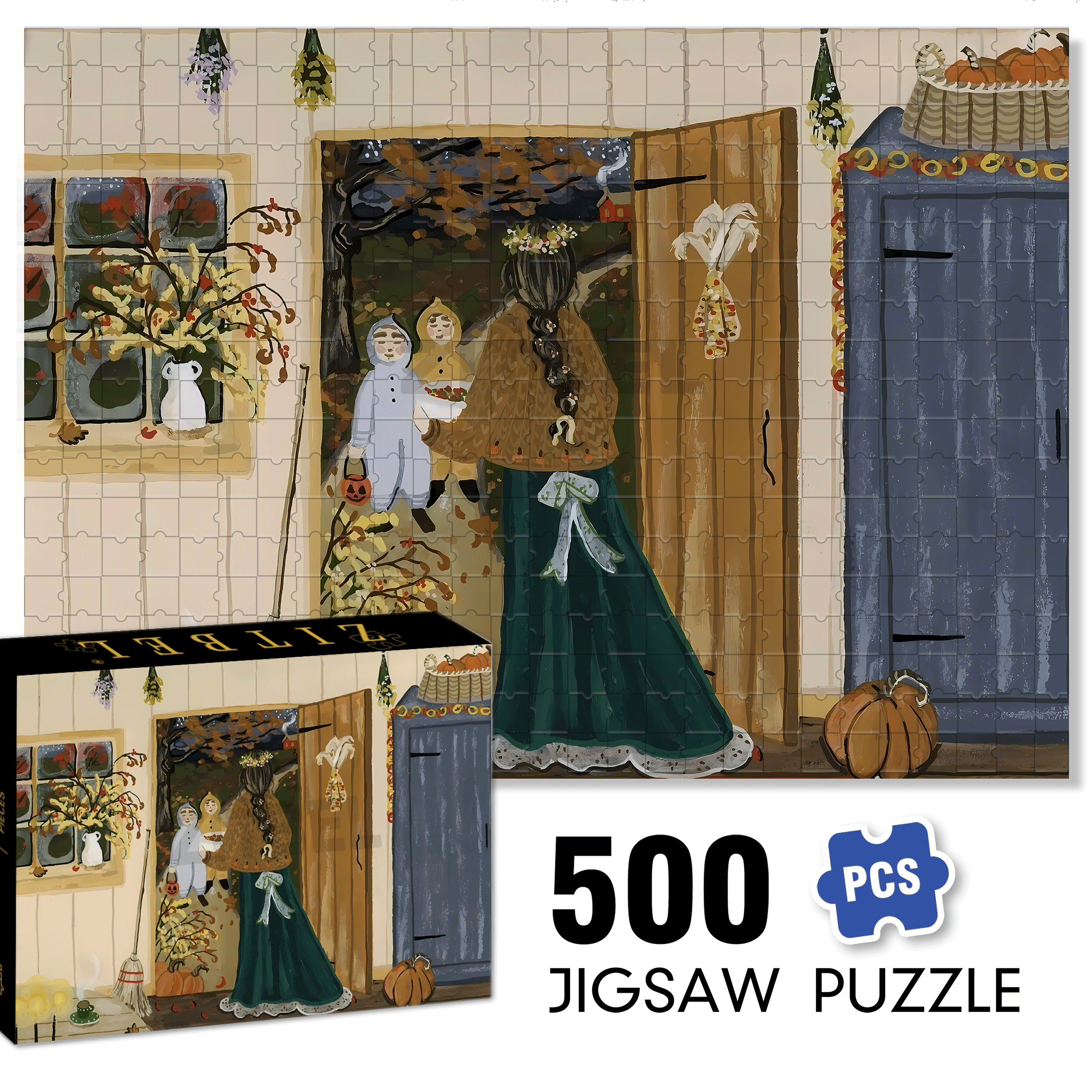 On The Way Home 500pcs/1000pcs Jigsaw Puzzle, Scratch-Resistant, Interactive Family Game & Brain-Boosting DIY Decor, Perfect for Halloween, Christmas & New Year Gifts, Family Puzzle Game