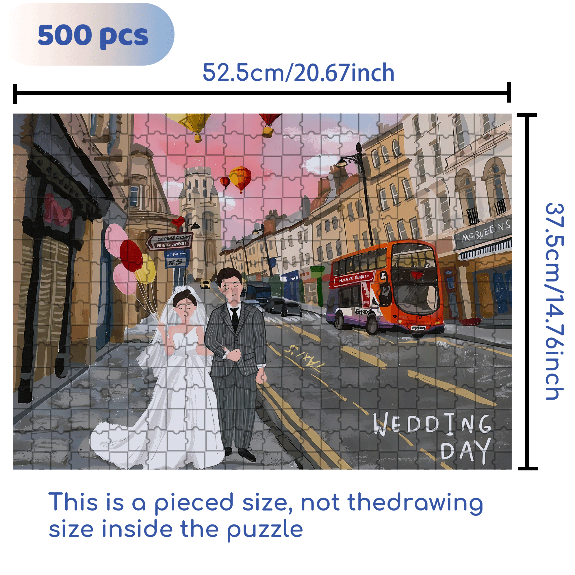 Pink Wedding Day 500pcs/1000pcs Jigsaw Puzzle, Scratch-Resistant, Interactive Family Game & Brain-Boosting DIY Decor, Perfect for Halloween, Christmas & New Year Gifts, Family Puzzle Game