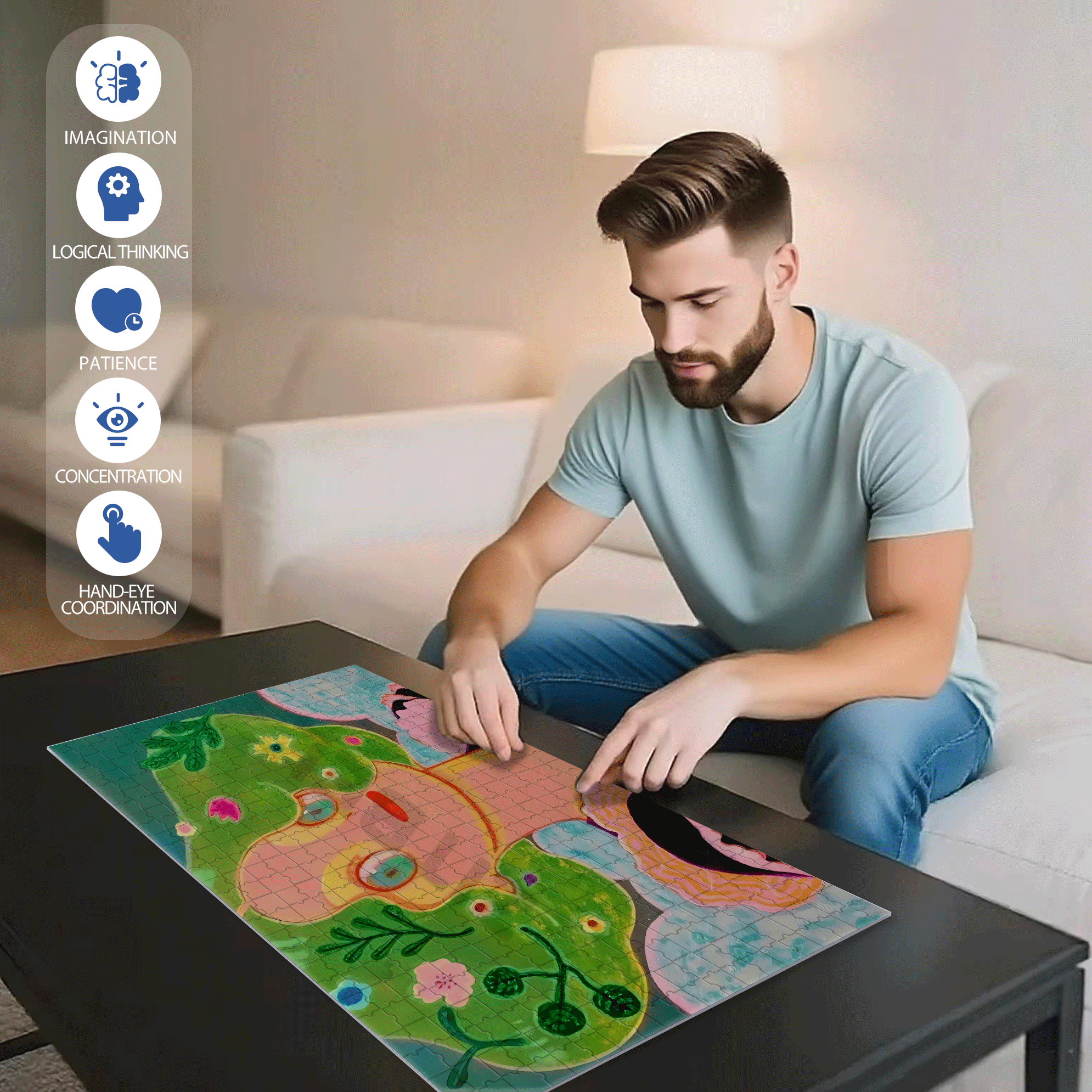 Romance and Freedom 9 500pcs/1000pcs Jigsaw Puzzle, Scratch-Resistant, Interactive Family Game & Brain-Boosting DIY Decor, Perfect for Halloween, Christmas & New Year Gifts, Family Puzzle Game