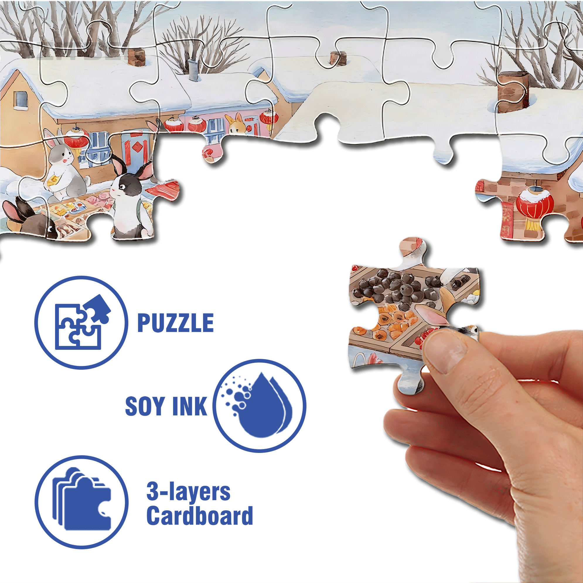 Rural Market 500pcs/1000pcs Jigsaw Puzzle, Scratch-Resistant, Interactive Family Game & Brain-Boosting DIY Decor, Perfect for Halloween, Christmas & New Year Gifts, Family Puzzle Game