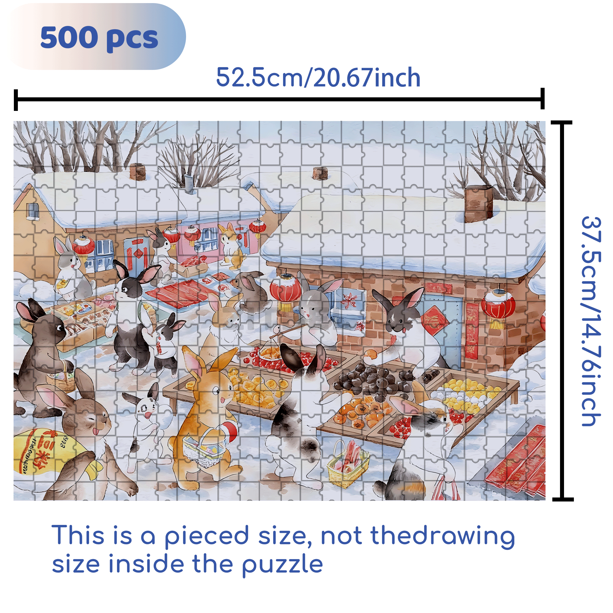 Rural Market 500pcs/1000pcs Jigsaw Puzzle, Scratch-Resistant, Interactive Family Game & Brain-Boosting DIY Decor, Perfect for Halloween, Christmas & New Year Gifts, Family Puzzle Game