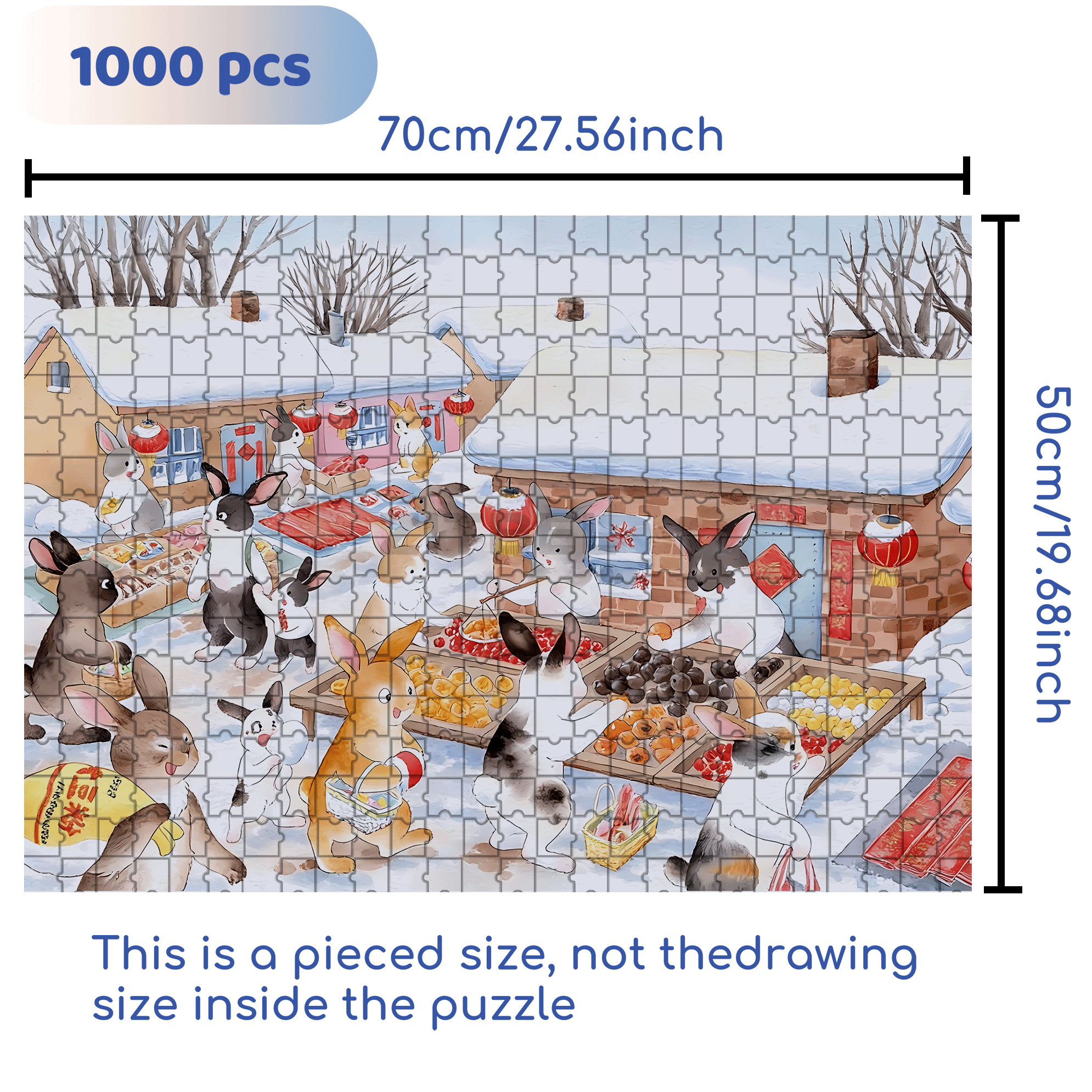 Rural Market 500pcs/1000pcs Jigsaw Puzzle, Scratch-Resistant, Interactive Family Game & Brain-Boosting DIY Decor, Perfect for Halloween, Christmas & New Year Gifts, Family Puzzle Game