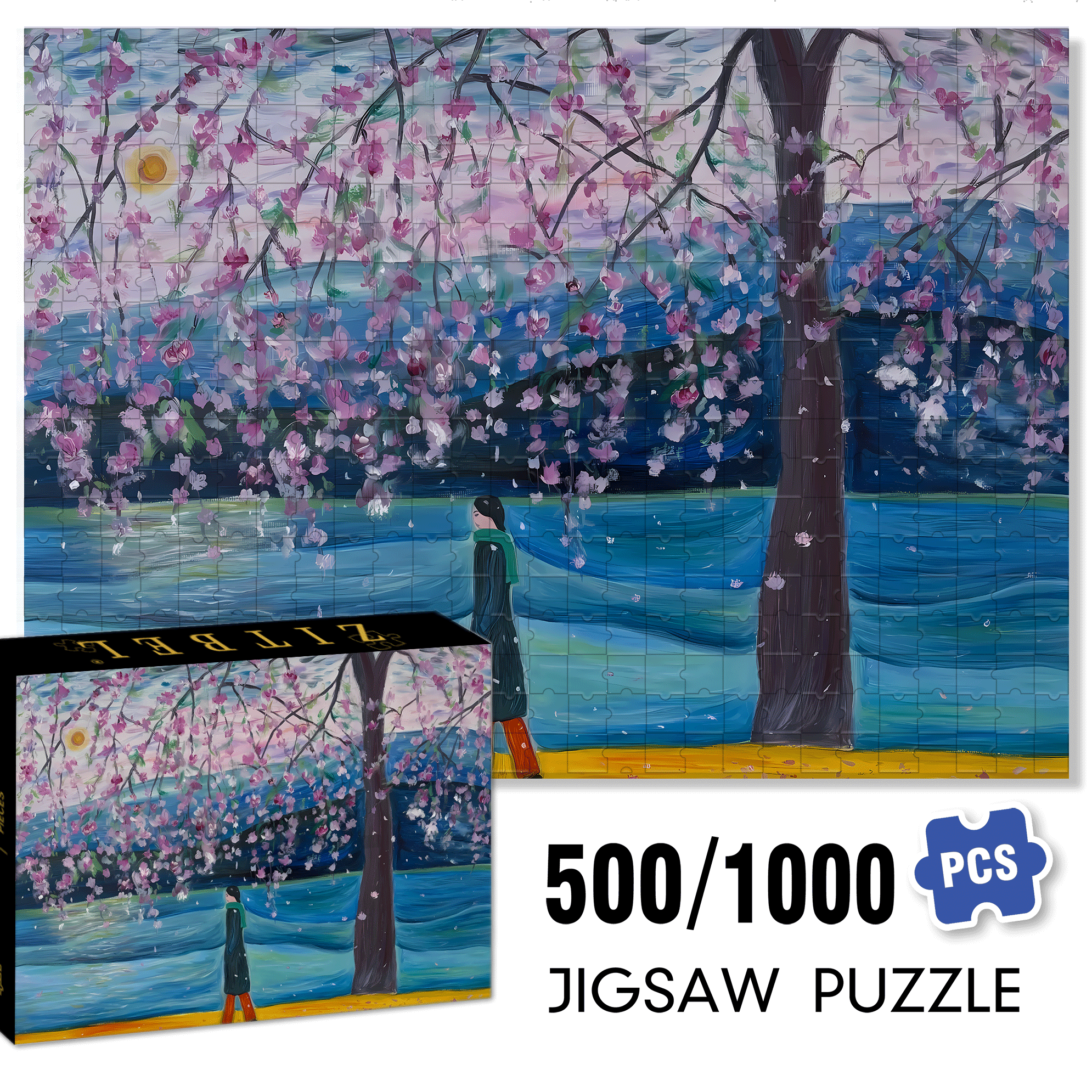 Strolling Through The Bustling City 500pcs/1000pcs Jigsaw Puzzle, Scratch-Resistant, Interactive Family Game & Brain-Boosting DIY Decor, Perfect for Halloween, Christmas & New Year Gifts, Family Puzzle Game