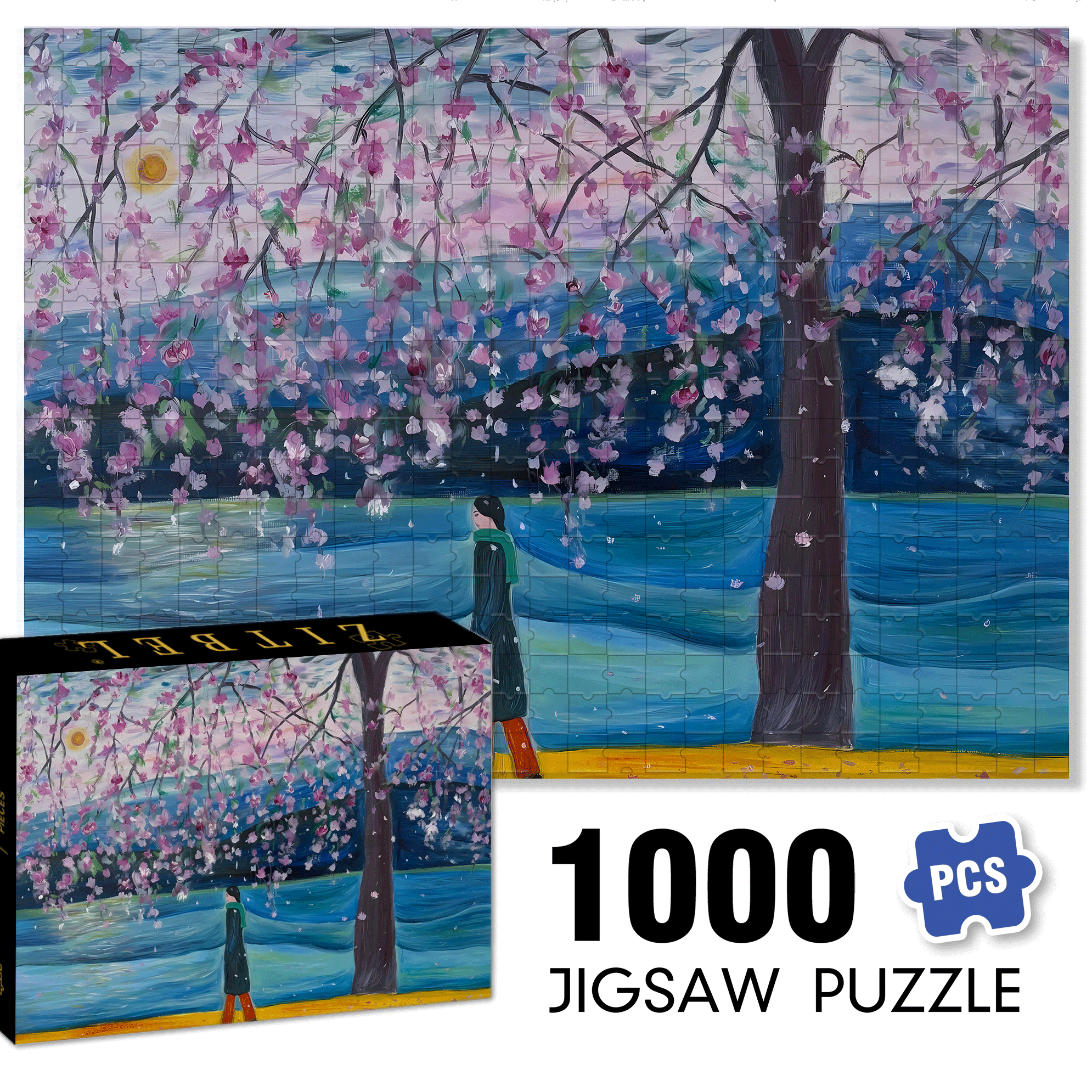 Strolling Through The Bustling City 500pcs/1000pcs Jigsaw Puzzle, Scratch-Resistant, Interactive Family Game & Brain-Boosting DIY Decor, Perfect for Halloween, Christmas & New Year Gifts, Family Puzzle Game