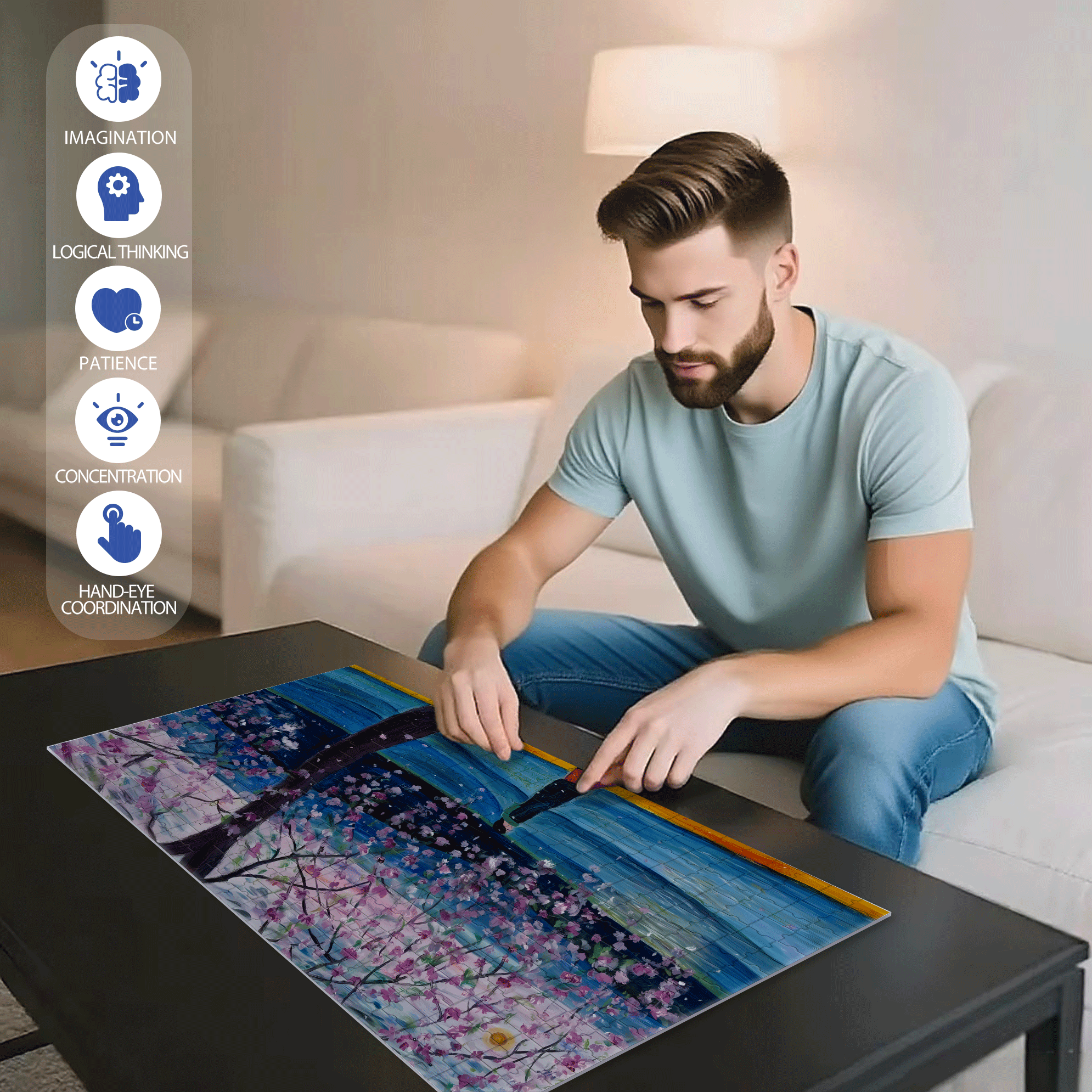 Strolling Through The Bustling City 500pcs/1000pcs Jigsaw Puzzle, Scratch-Resistant, Interactive Family Game & Brain-Boosting DIY Decor, Perfect for Halloween, Christmas & New Year Gifts, Family Puzzle Game