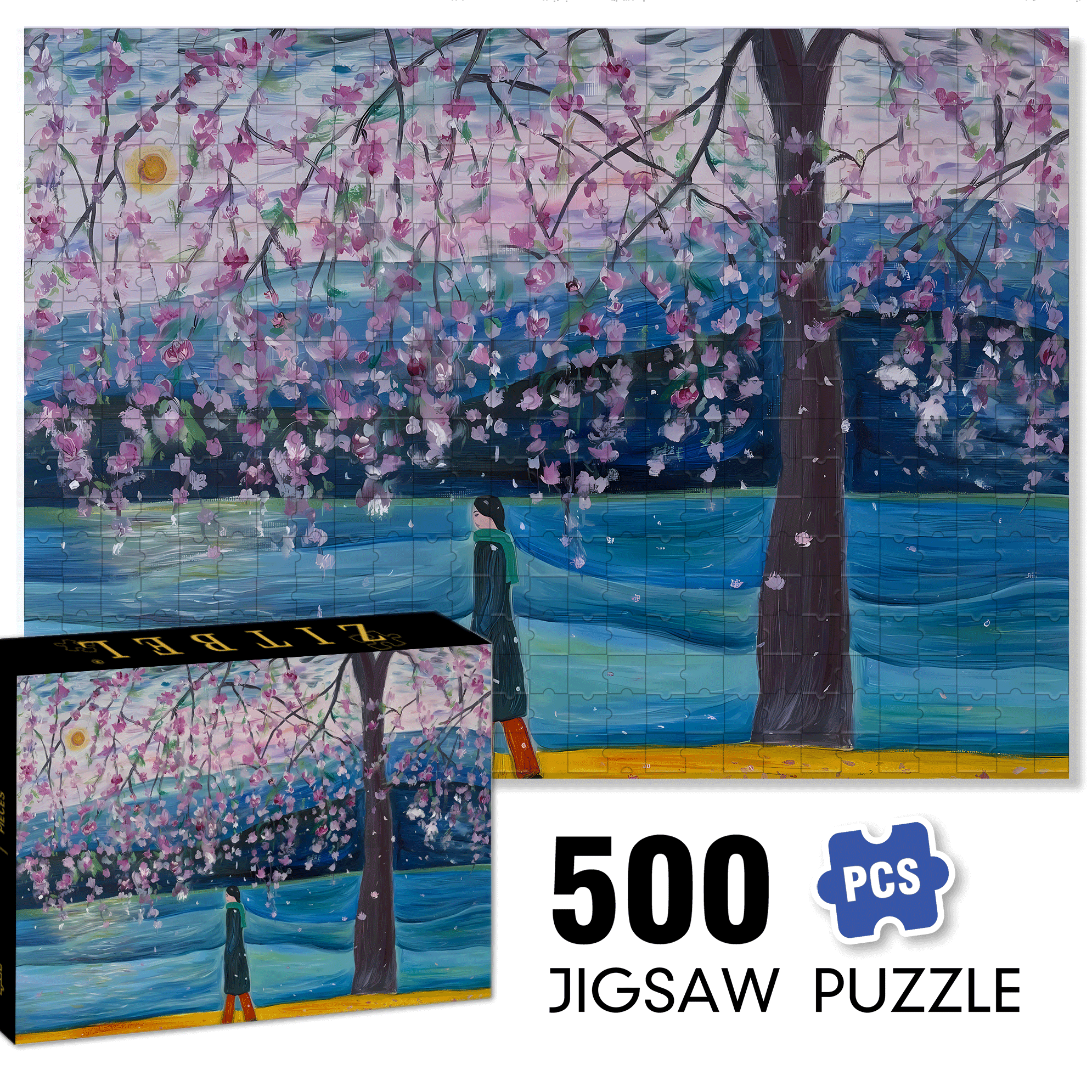 Strolling Through The Bustling City 500pcs/1000pcs Jigsaw Puzzle, Scratch-Resistant, Interactive Family Game & Brain-Boosting DIY Decor, Perfect for Halloween, Christmas & New Year Gifts, Family Puzzle Game