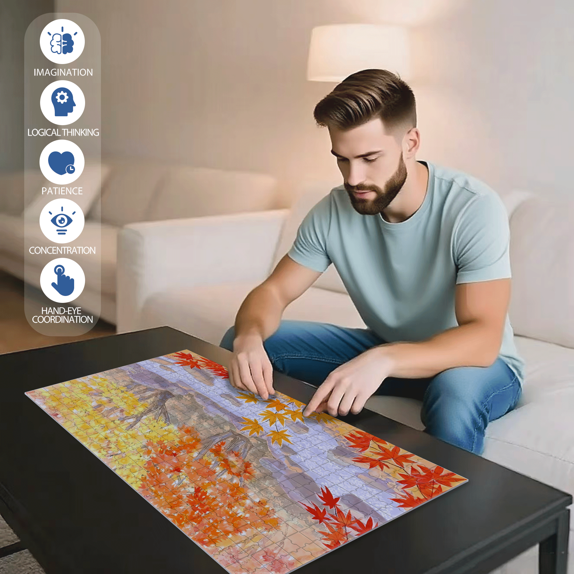 The Beauty Of Nature 9 500pcs/1000pcs Jigsaw Puzzle, Scratch-Resistant, Interactive Family Game & Brain-Boosting DIY Decor, Perfect for Halloween, Christmas & New Year Gifts, Family Puzzle Game
