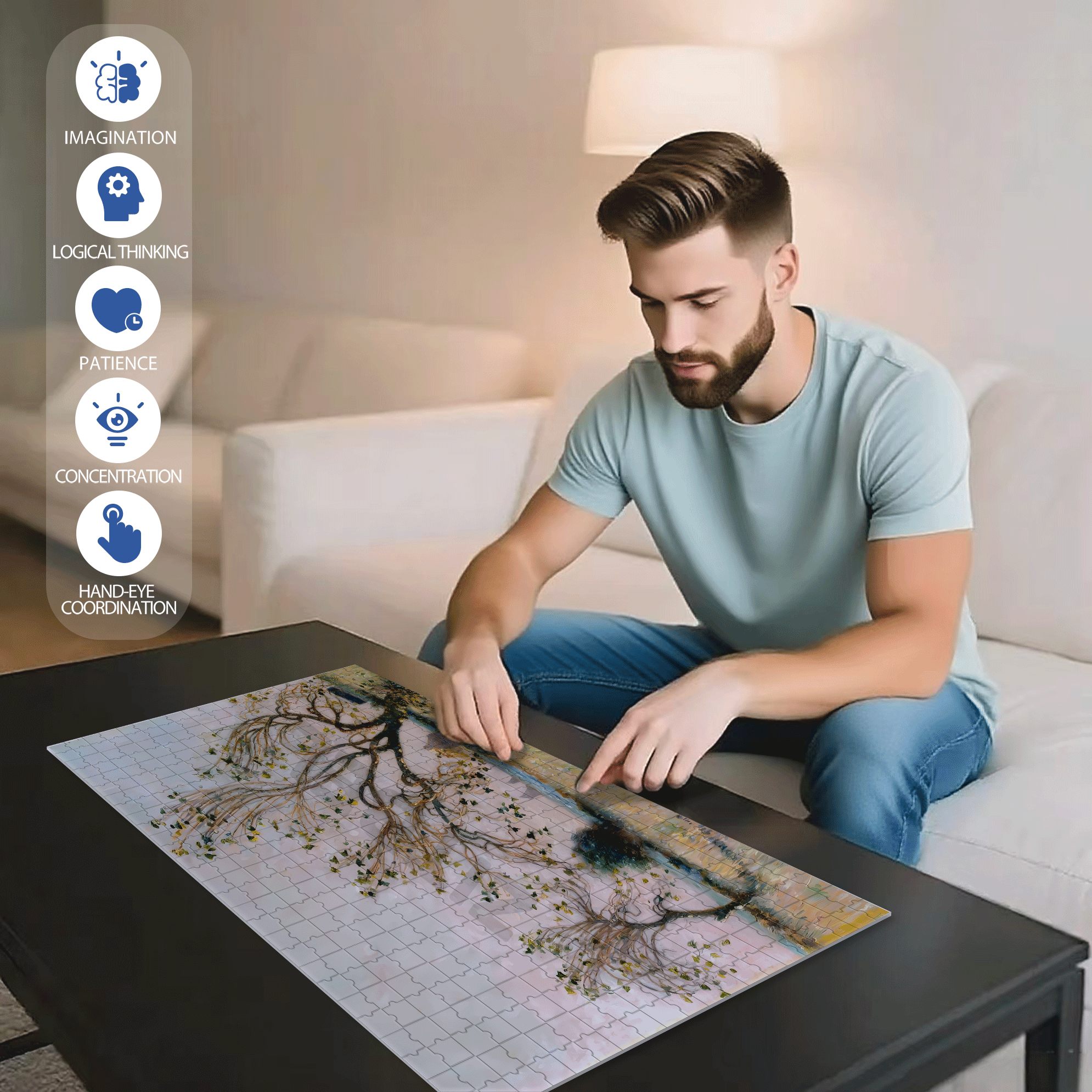 The Boundless World 4 500pcs/1000pcs Jigsaw Puzzle, Scratch-Resistant, Interactive Family Game & Brain-Boosting DIY Decor, Perfect for Halloween, Christmas & New Year Gifts, Family Puzzle Game