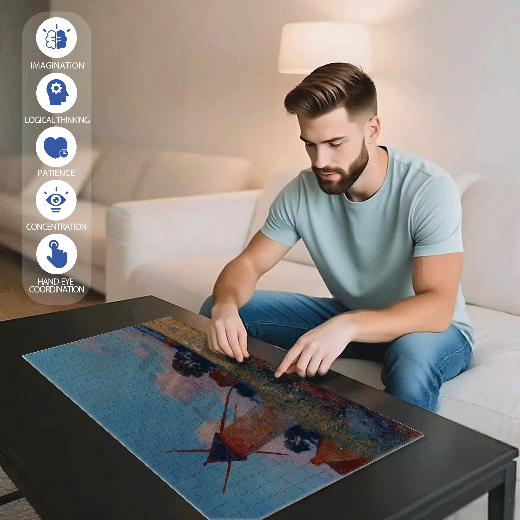 The Boundless World 6 500pcs/1000pcs Jigsaw Puzzle, Scratch-Resistant, Interactive Family Game & Brain-Boosting DIY Decor, Perfect for Halloween, Christmas & New Year Gifts, Family Puzzle Game