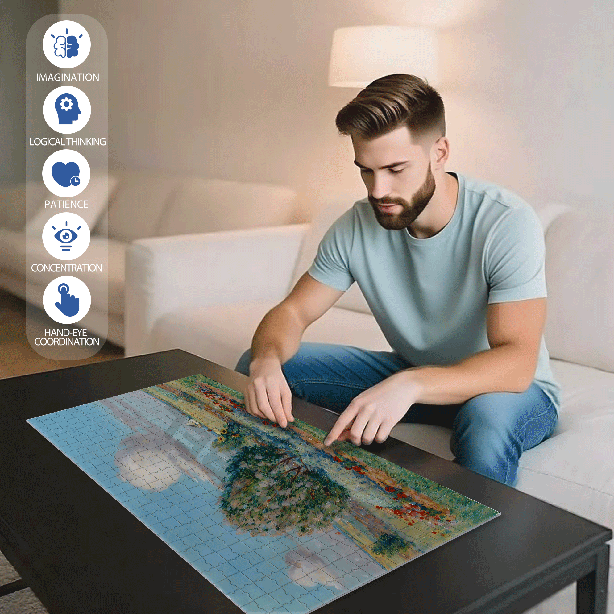 The Boundless World 7 500pcs/1000pcs Jigsaw Puzzle, Scratch-Resistant, Interactive Family Game & Brain-Boosting DIY Decor, Perfect for Halloween, Christmas & New Year Gifts, Family Puzzle Game