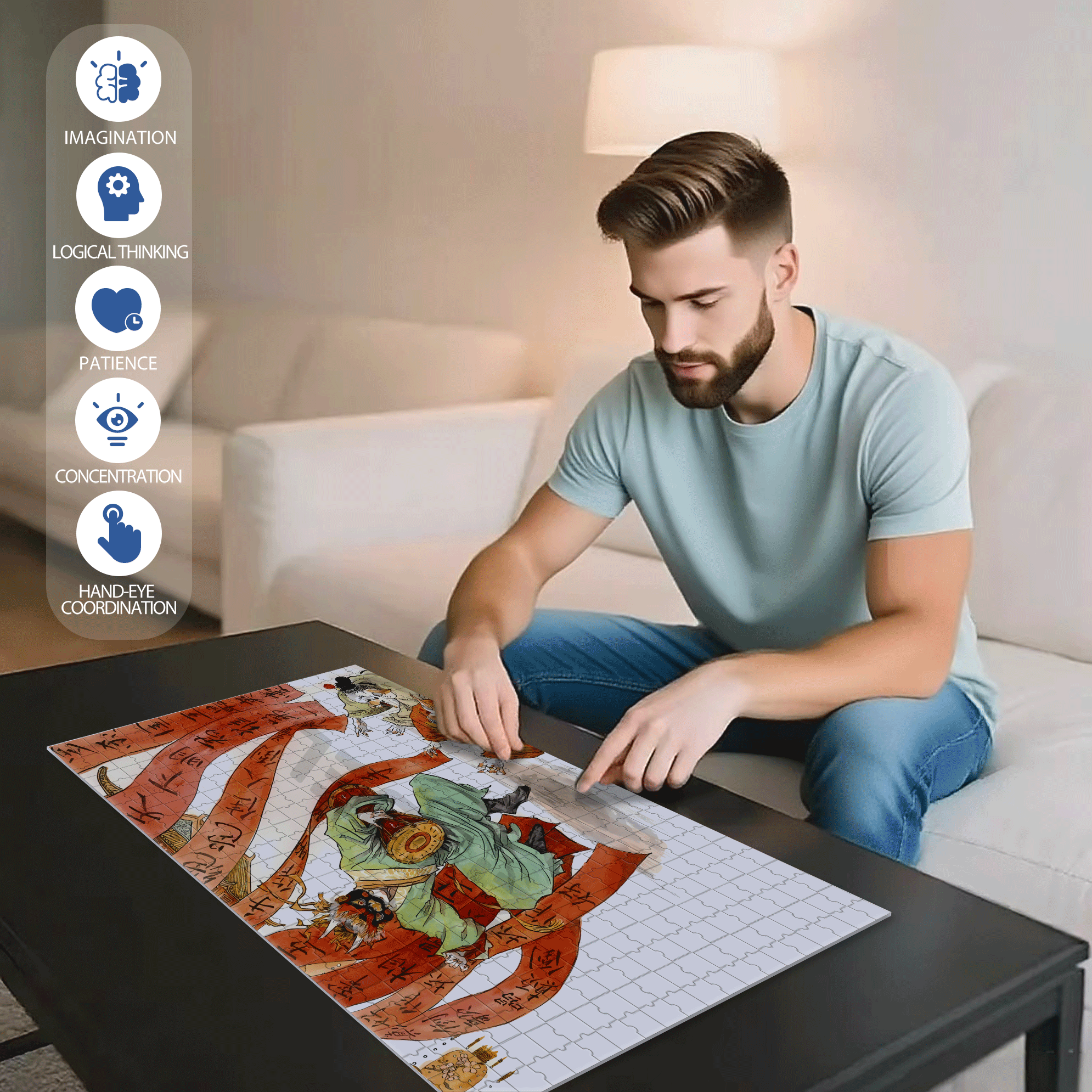 The Rakshasa Kingdom 3 500pcs/1000pcs Jigsaw Puzzle, Scratch-Resistant, Interactive Family Game & Brain-Boosting DIY Decor, Perfect for Halloween, Christmas & New Year Gifts, Family Puzzle Game