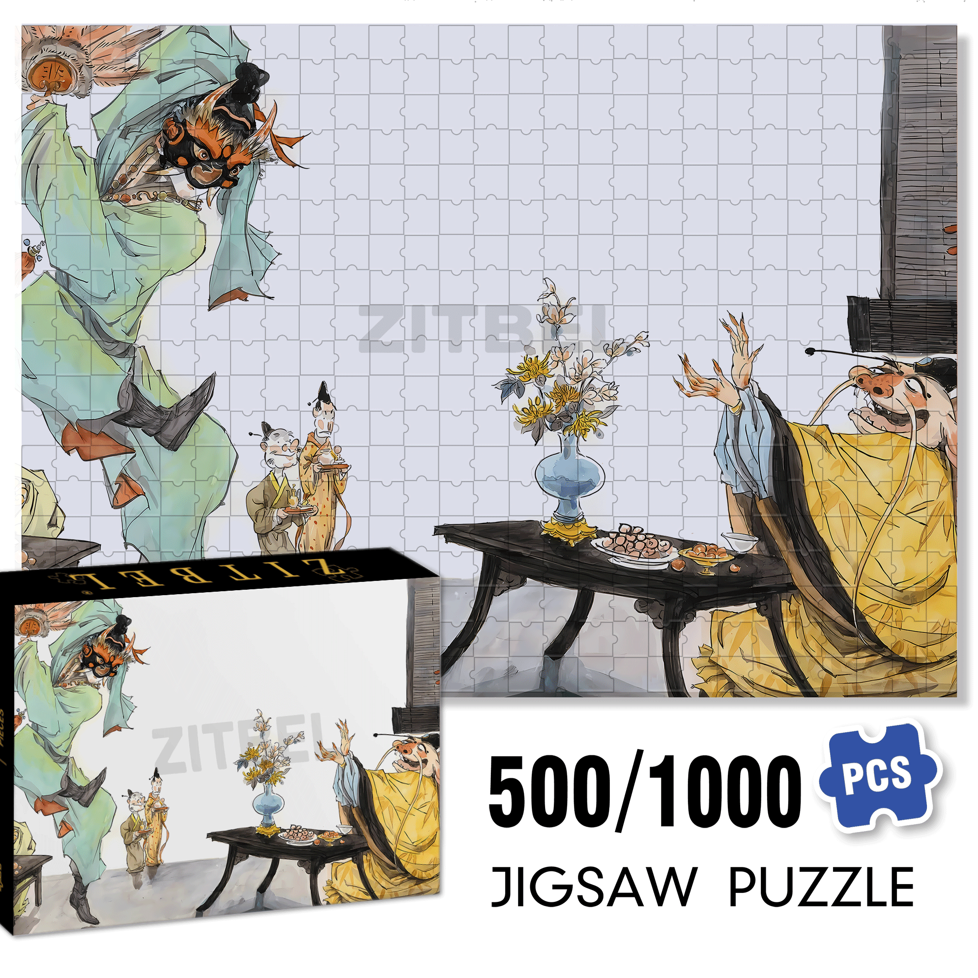 The Rakshasa Kingdom 4 500pcs/1000pcs Jigsaw Puzzle, Scratch-Resistant, Interactive Family Game & Brain-Boosting DIY Decor, Perfect for Halloween, Christmas & New Year Gifts, Family Puzzle Game