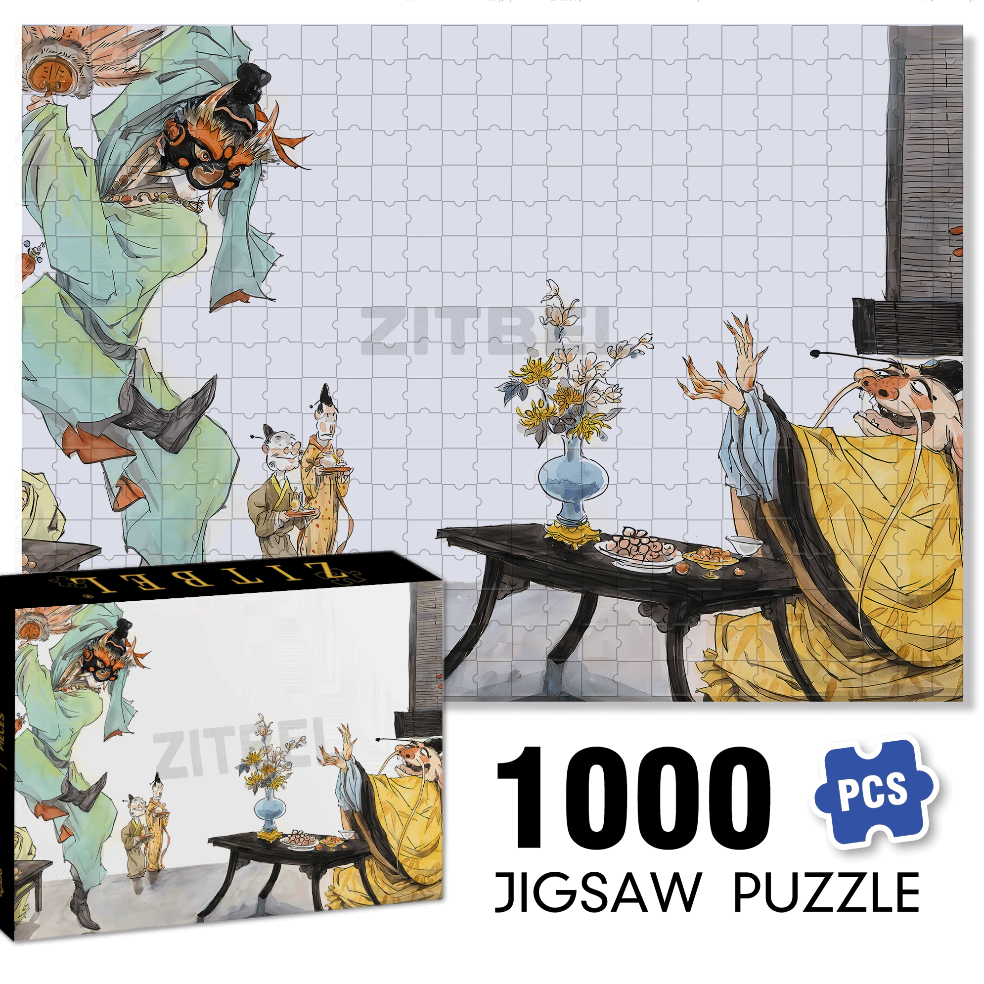 The Rakshasa Kingdom 4 500pcs/1000pcs Jigsaw Puzzle, Scratch-Resistant, Interactive Family Game & Brain-Boosting DIY Decor, Perfect for Halloween, Christmas & New Year Gifts, Family Puzzle Game