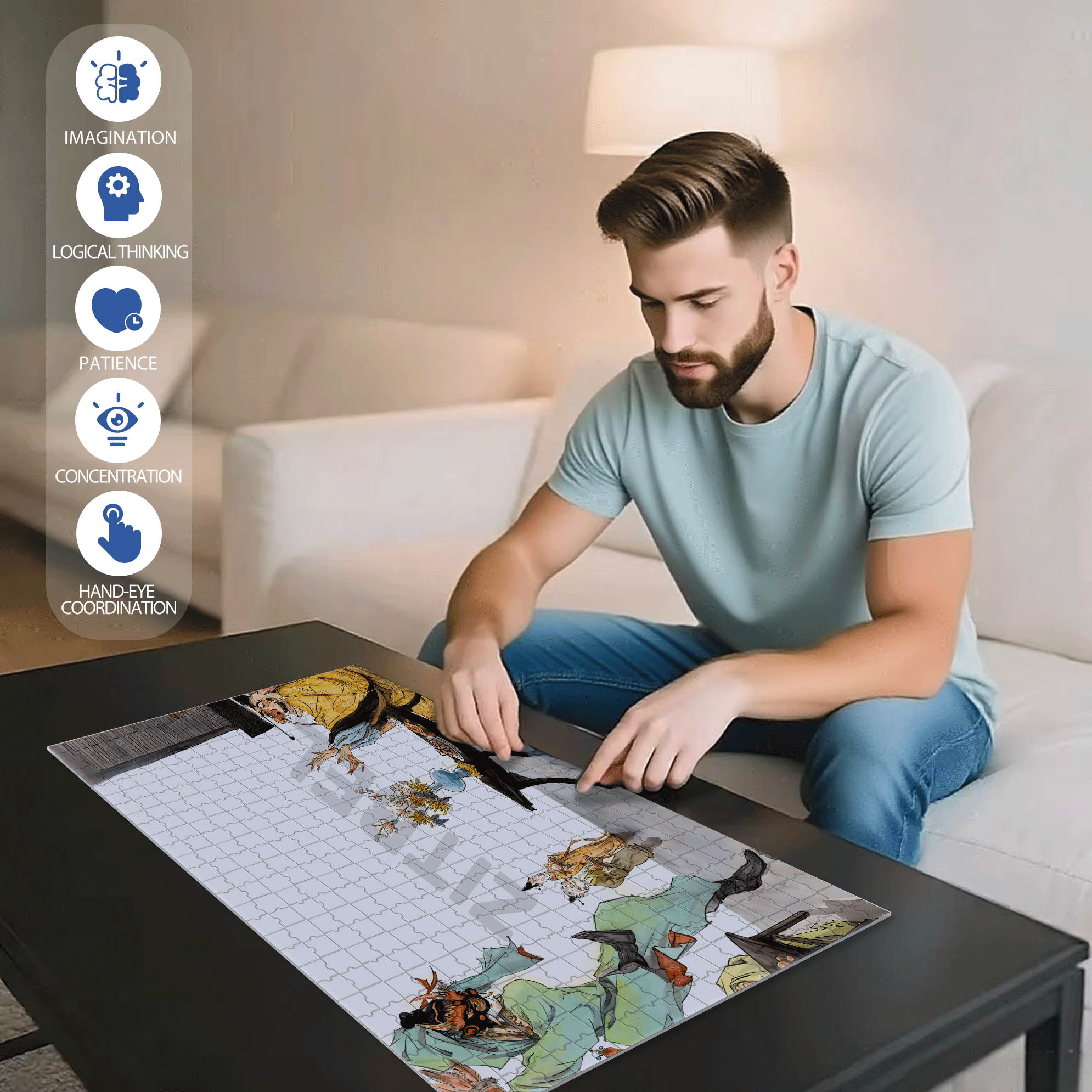 The Rakshasa Kingdom 4 500pcs/1000pcs Jigsaw Puzzle, Scratch-Resistant, Interactive Family Game & Brain-Boosting DIY Decor, Perfect for Halloween, Christmas & New Year Gifts, Family Puzzle Game