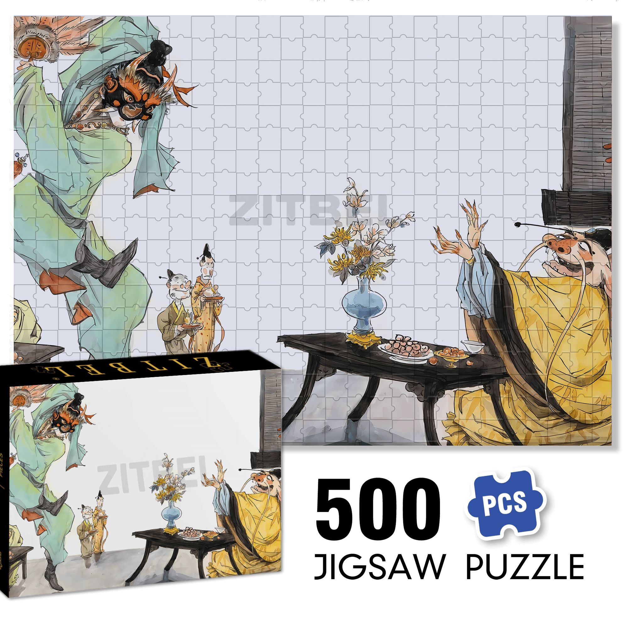 The Rakshasa Kingdom 4 500pcs/1000pcs Jigsaw Puzzle, Scratch-Resistant, Interactive Family Game & Brain-Boosting DIY Decor, Perfect for Halloween, Christmas & New Year Gifts, Family Puzzle Game
