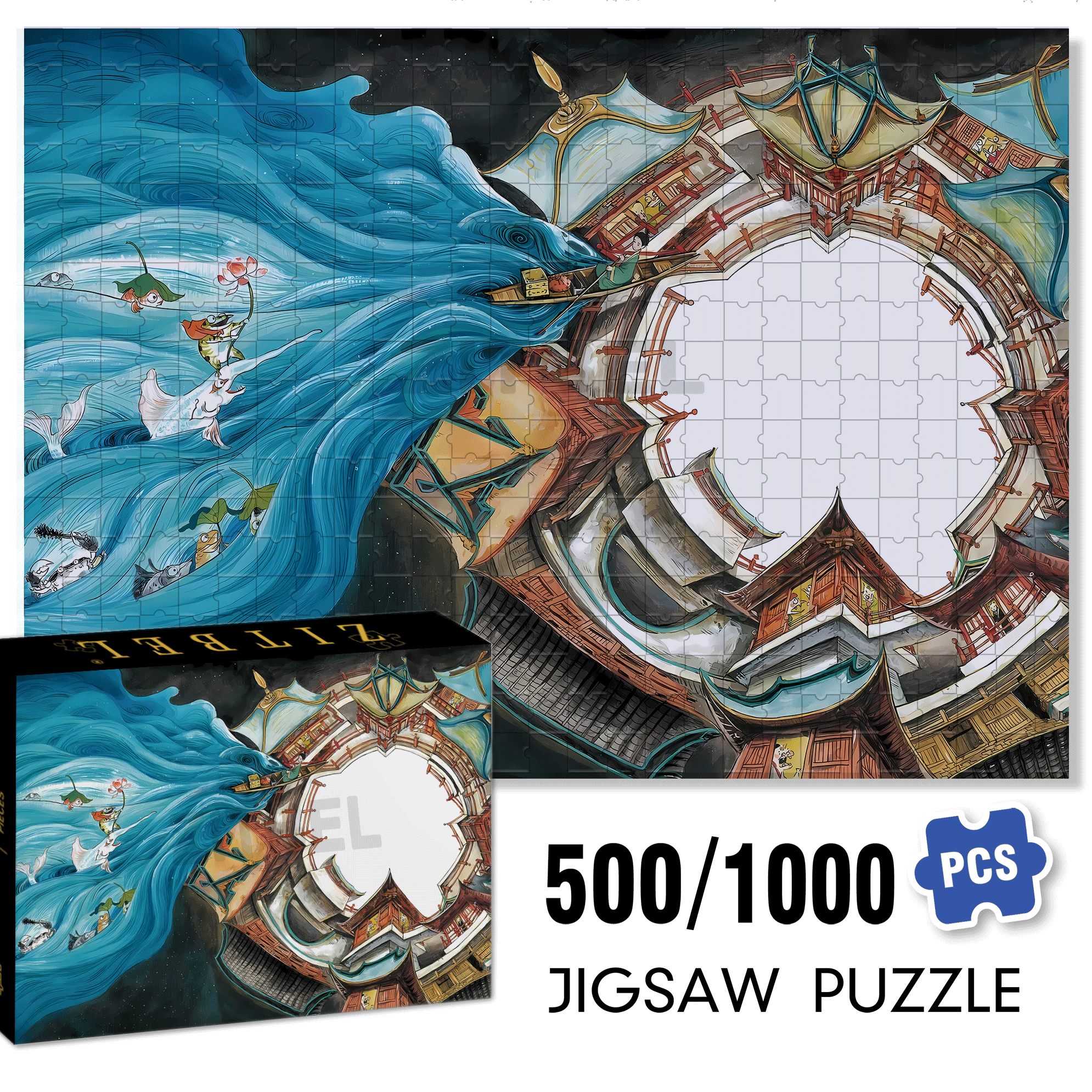 The Rakshasa Kingdom 5 500pcs/1000pcs Jigsaw Puzzle, Scratch-Resistant, Interactive Family Game & Brain-Boosting DIY Decor, Perfect for Halloween, Christmas & New Year Gifts, Family Puzzle Game