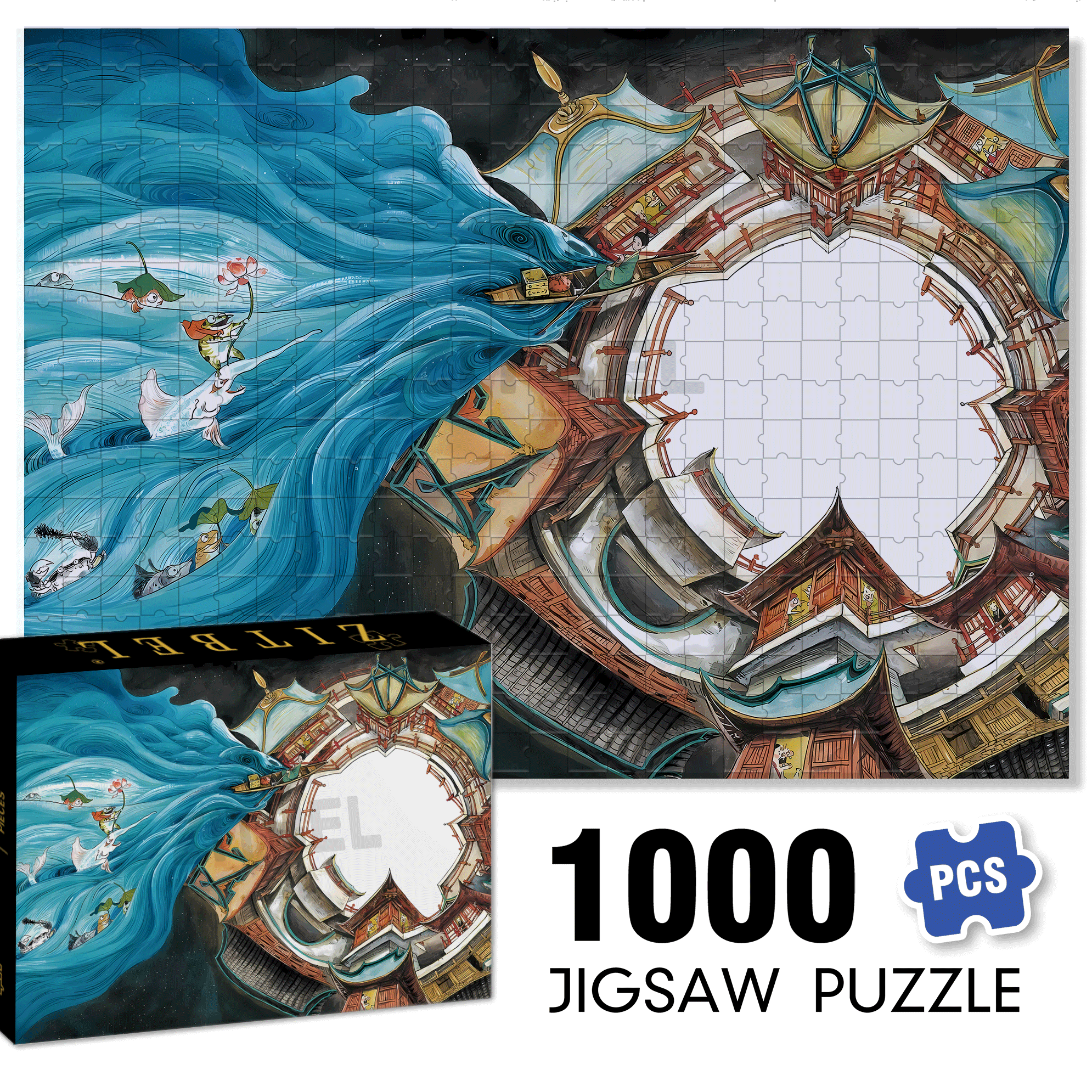 The Rakshasa Kingdom 5 500pcs/1000pcs Jigsaw Puzzle, Scratch-Resistant, Interactive Family Game & Brain-Boosting DIY Decor, Perfect for Halloween, Christmas & New Year Gifts, Family Puzzle Game