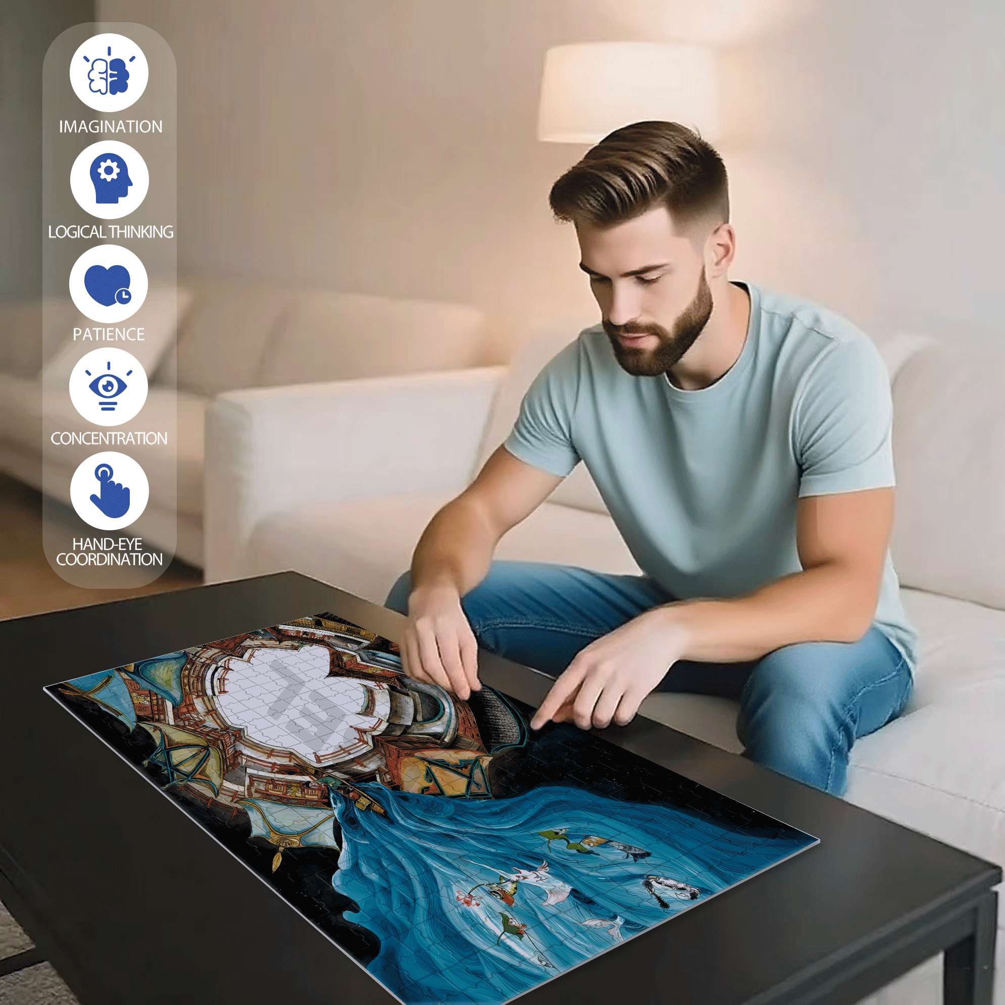 The Rakshasa Kingdom 5 500pcs/1000pcs Jigsaw Puzzle, Scratch-Resistant, Interactive Family Game & Brain-Boosting DIY Decor, Perfect for Halloween, Christmas & New Year Gifts, Family Puzzle Game