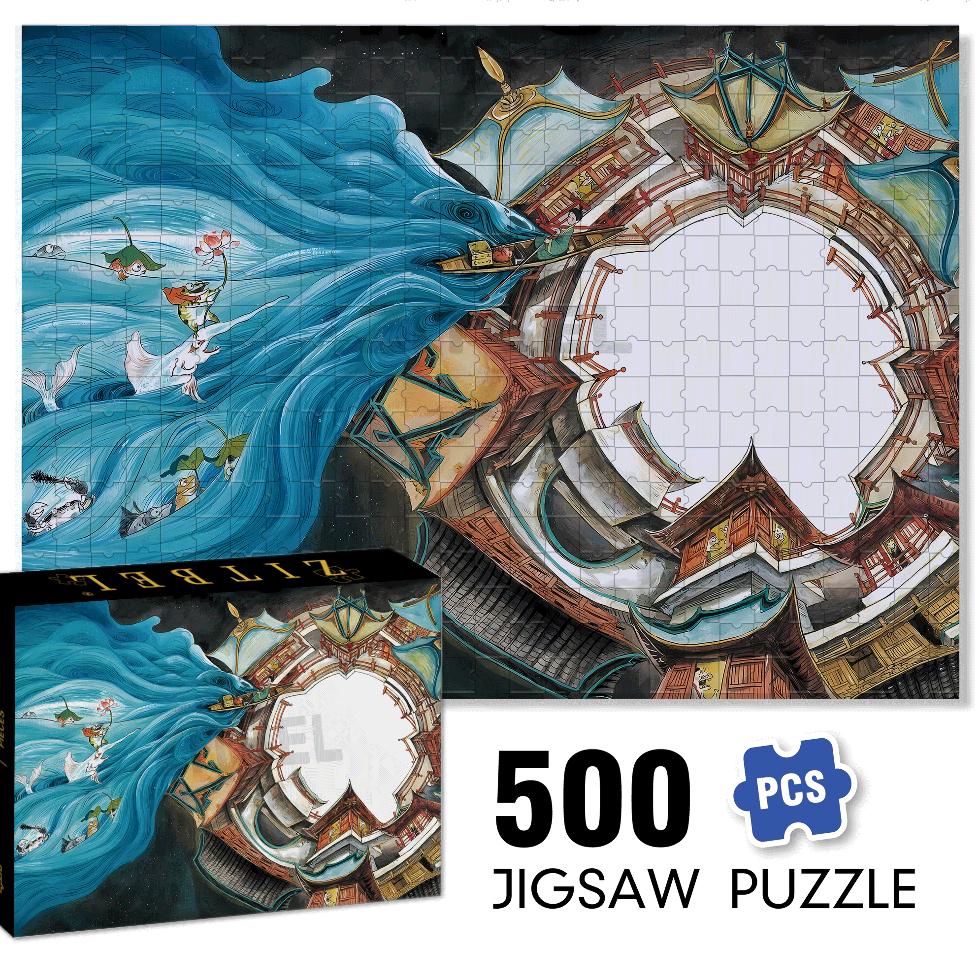 The Rakshasa Kingdom 5 500pcs/1000pcs Jigsaw Puzzle, Scratch-Resistant, Interactive Family Game & Brain-Boosting DIY Decor, Perfect for Halloween, Christmas & New Year Gifts, Family Puzzle Game