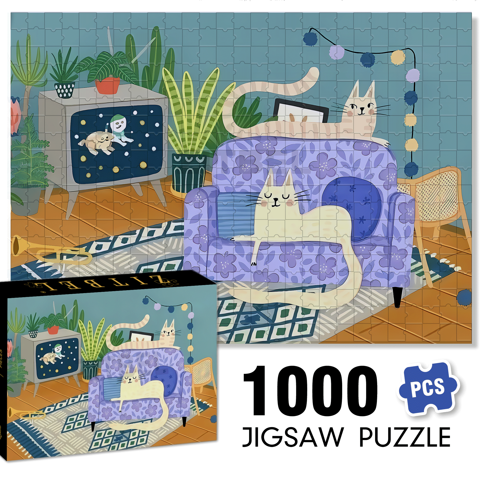 Warm Corner 500pcs/1000pcs Jigsaw Puzzle, Scratch-Resistant, Interactive Family Game & Brain-Boosting DIY Decor, Perfect for Halloween, Christmas & New Year Gifts, Family Puzzle Game