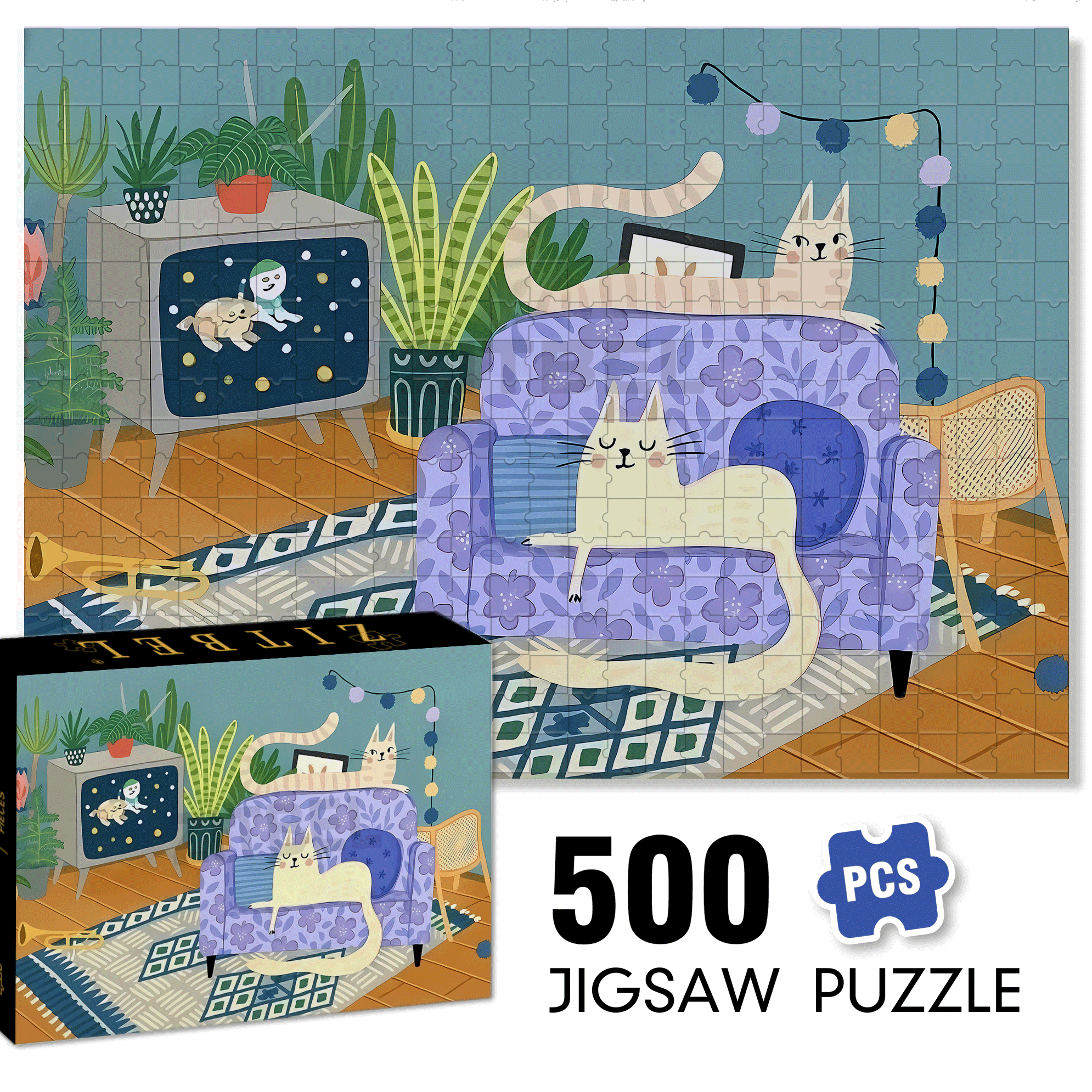 Warm Corner 500pcs/1000pcs Jigsaw Puzzle, Scratch-Resistant, Interactive Family Game & Brain-Boosting DIY Decor, Perfect for Halloween, Christmas & New Year Gifts, Family Puzzle Game