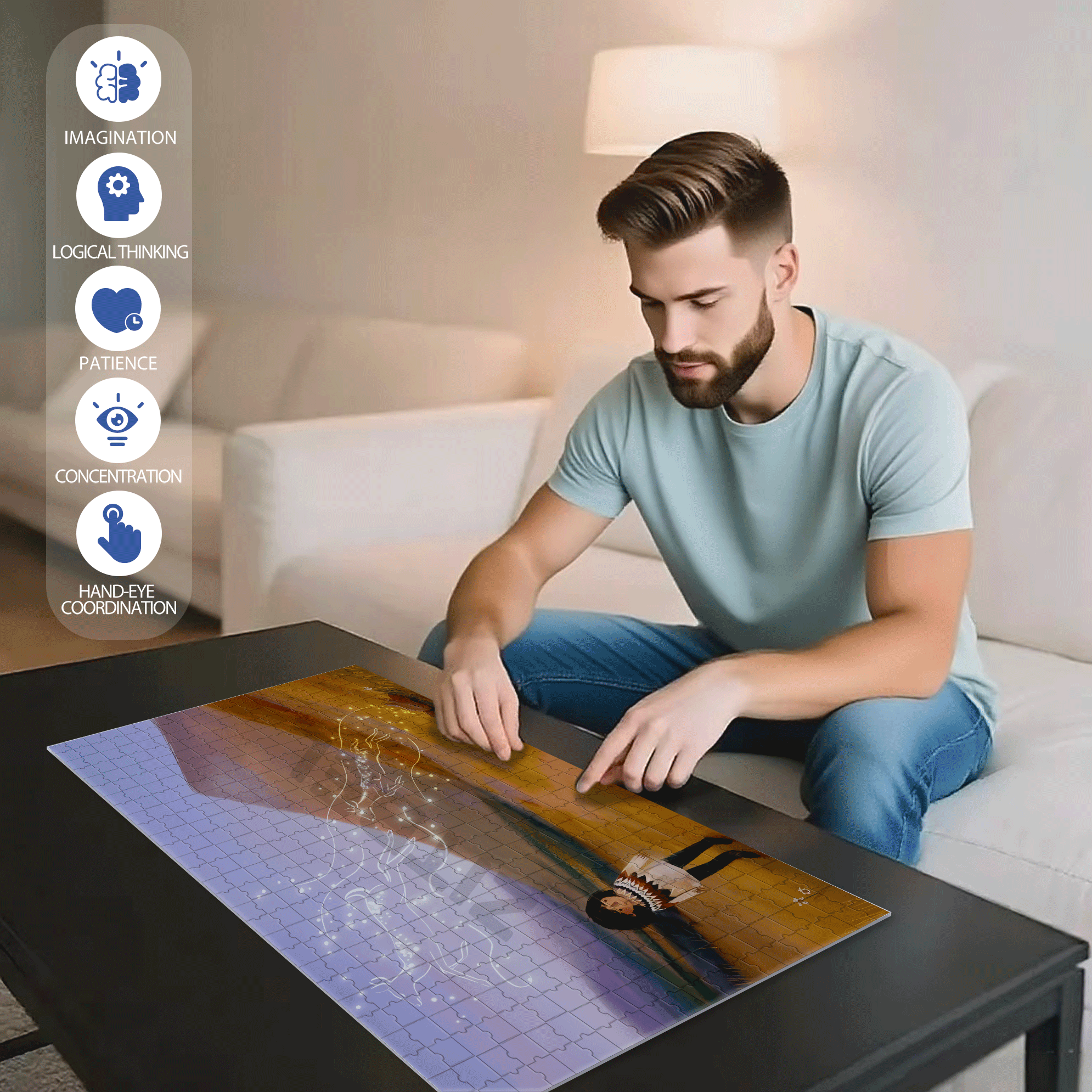 Where The Wind Blows 6 500pcs/1000pcs Jigsaw Puzzle, Scratch-Resistant, Interactive Family Game & Brain-Boosting DIY Decor, Perfect for Halloween, Christmas & New Year Gifts, Family Puzzle Game