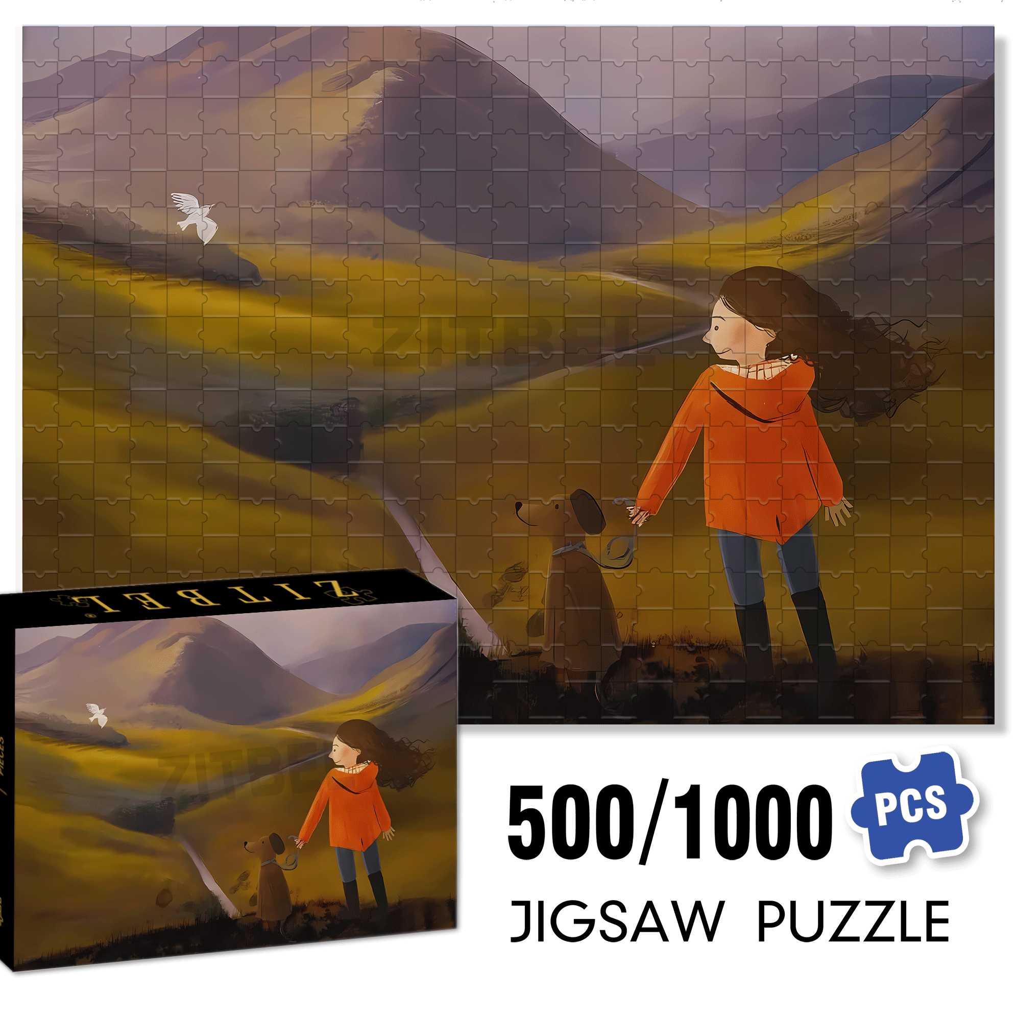 Where The Wind Blows 500pcs/1000pcs Jigsaw Puzzle, Scratch-Resistant, Interactive Family Game & Brain-Boosting DIY Decor, Perfect for Halloween, Christmas & New Year Gifts, Family Puzzle Game