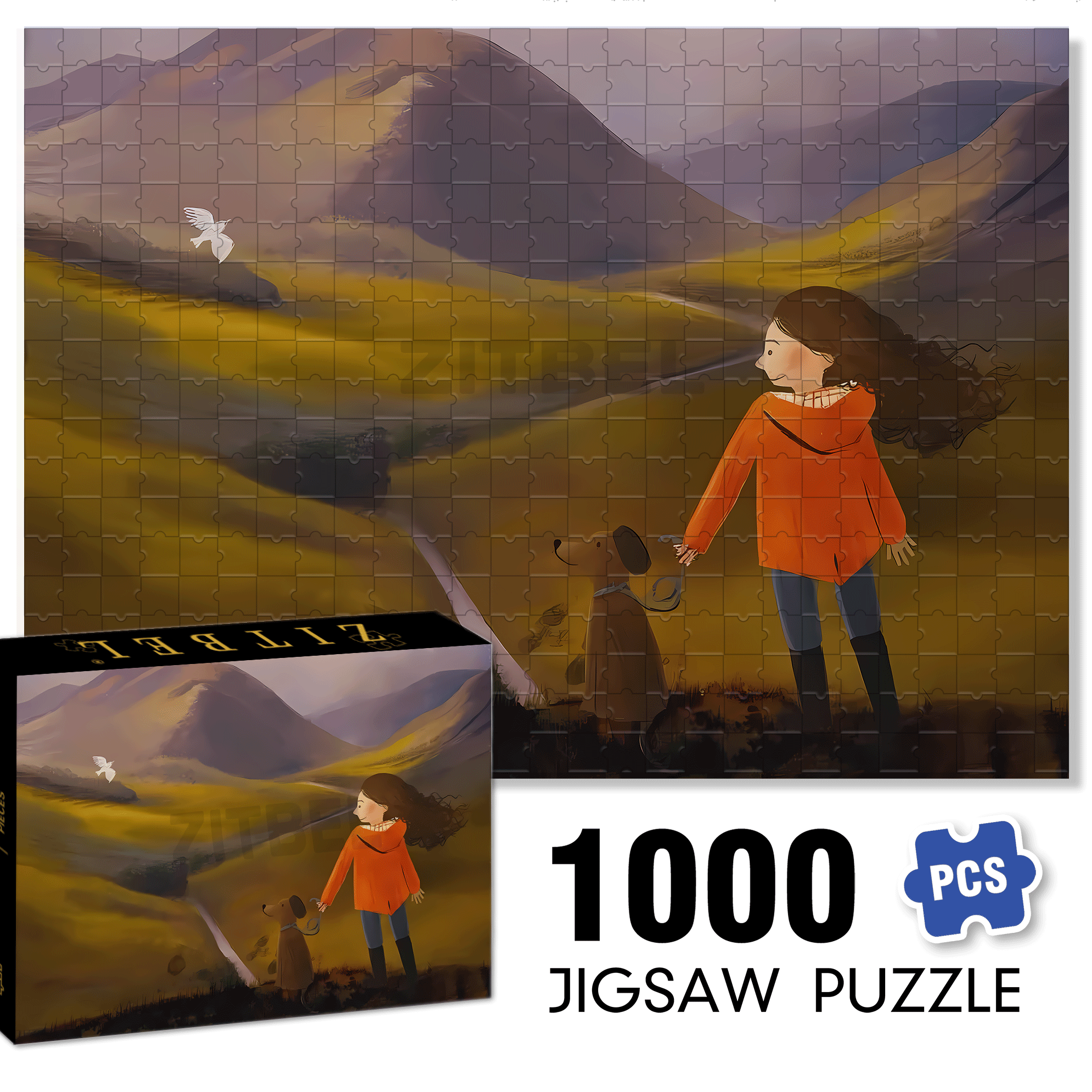 Where The Wind Blows 500pcs/1000pcs Jigsaw Puzzle, Scratch-Resistant, Interactive Family Game & Brain-Boosting DIY Decor, Perfect for Halloween, Christmas & New Year Gifts, Family Puzzle Game