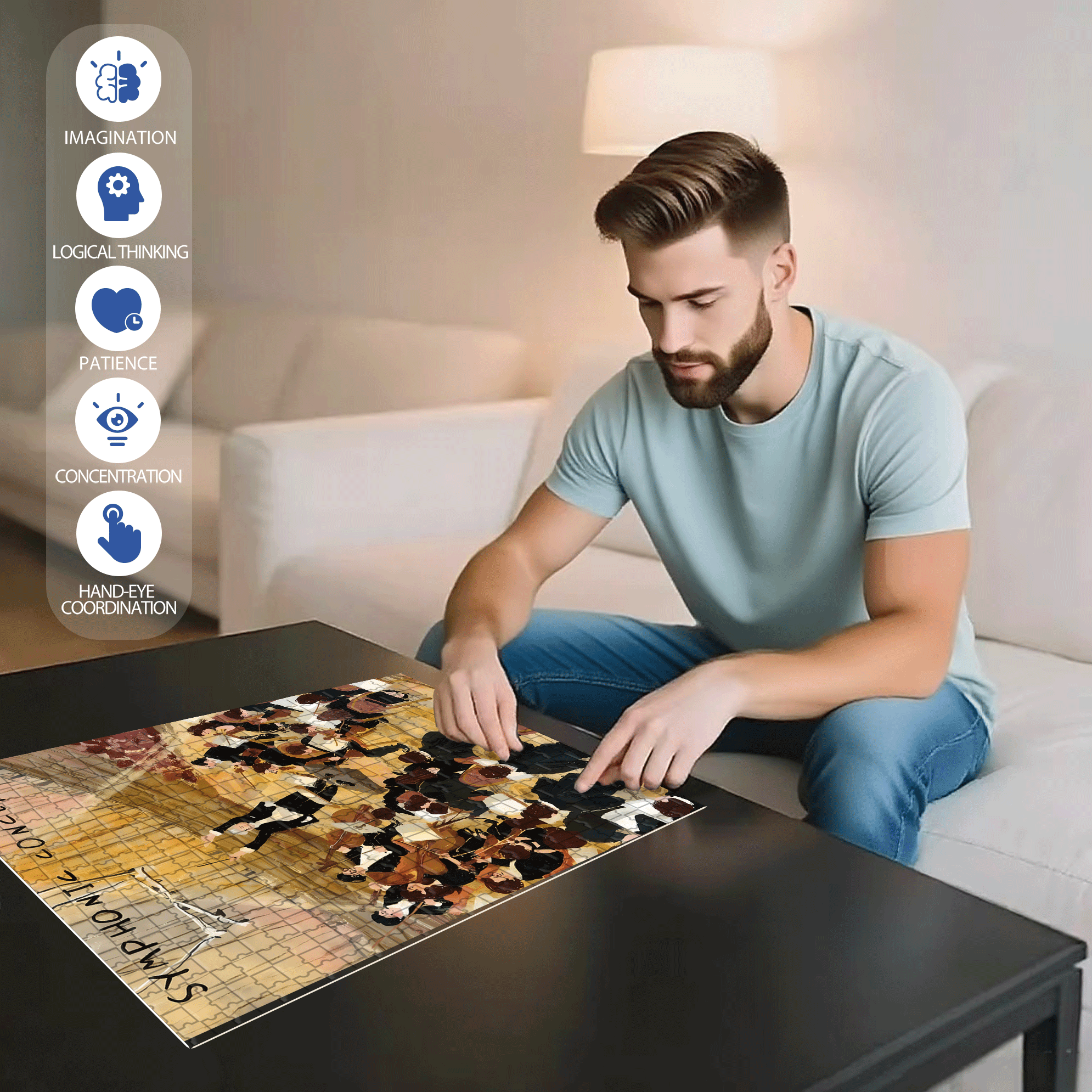 At The Concert 500pcs/1000pcs Jigsaw Puzzle, Scratch-Resistant, Interactive Family Game & Brain-Boosting DIY Decor, Perfect for Halloween, Christmas & New Year Gifts, Family Puzzle Game