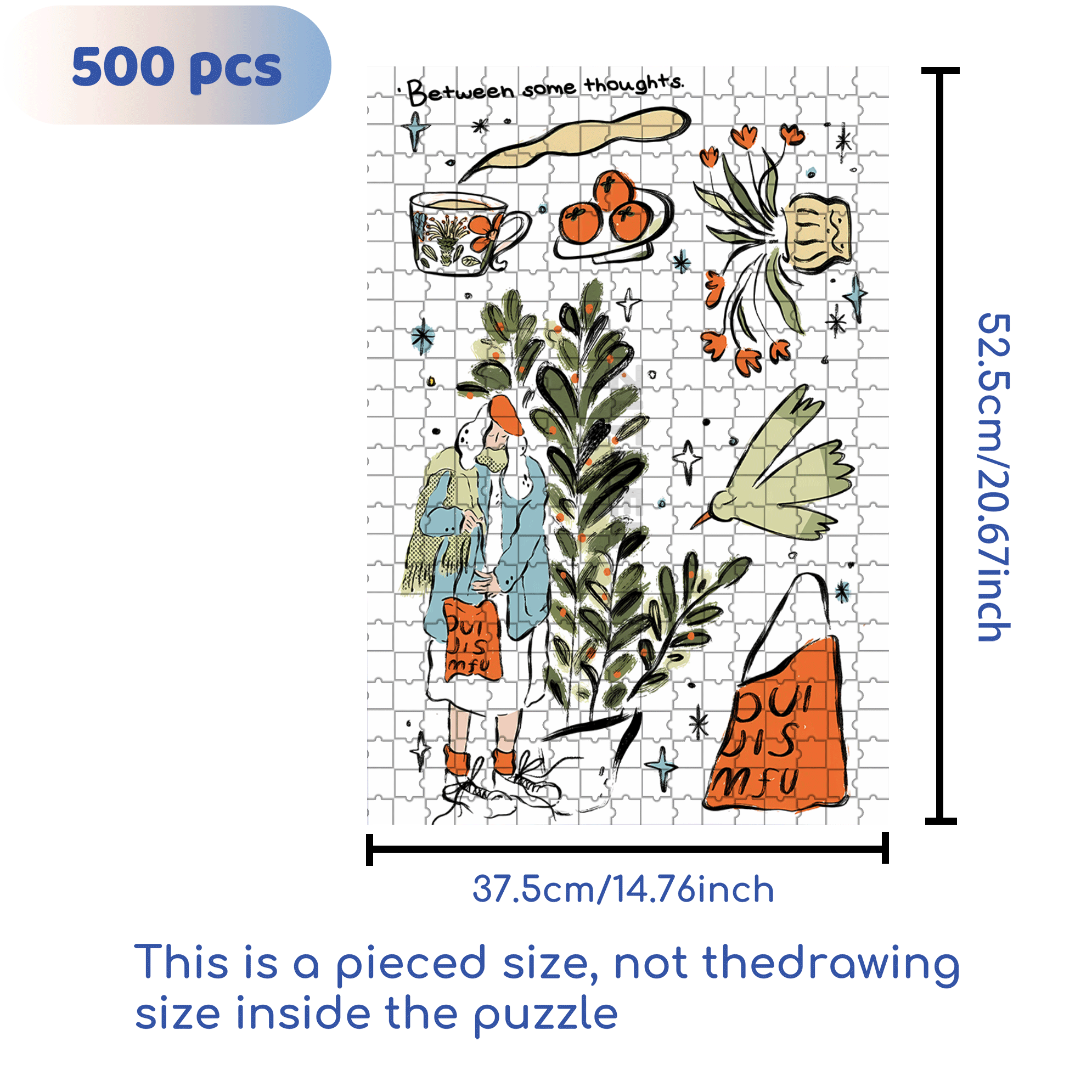 Between Some Thoughts 500pcs/1000pcs Jigsaw Puzzle, Scratch-Resistant, Interactive Family Game & Brain-Boosting DIY Decor, Perfect for Halloween, Christmas & New Year Gifts, Family Puzzle Game