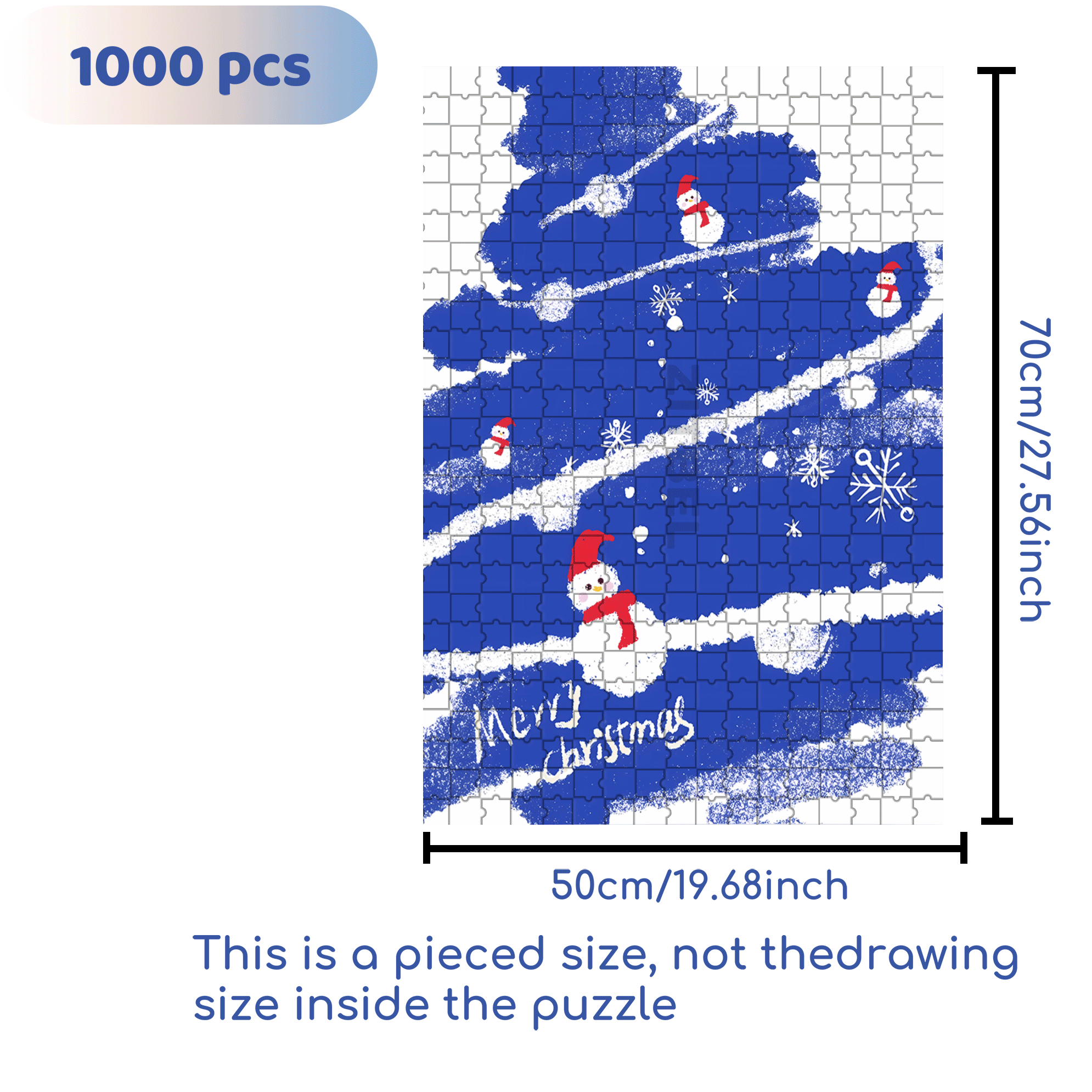 Blue Christmas Tree 500pcs/1000pcs Jigsaw Puzzle, Scratch-Resistant, Interactive Family Game & Brain-Boosting DIY Decor, Perfect for Halloween, Christmas & New Year Gifts, Family Puzzle Game