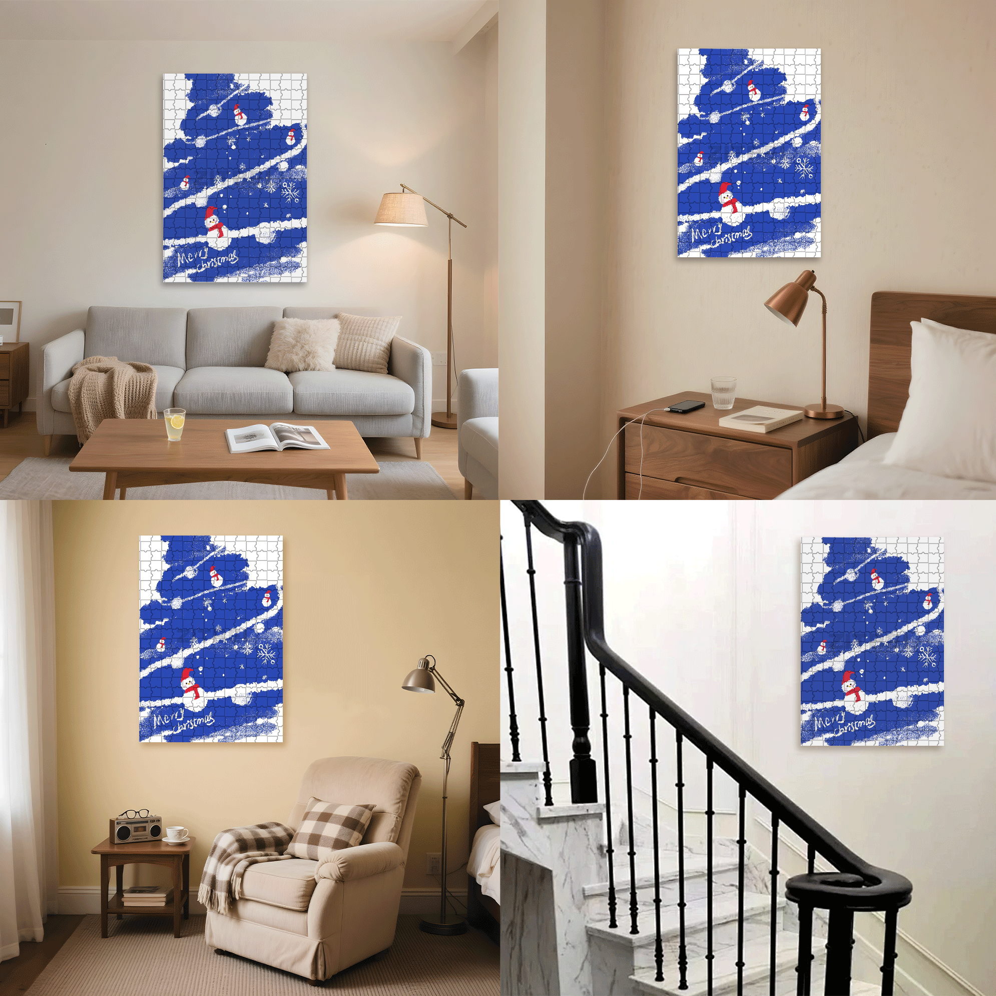 Blue Christmas Tree 500pcs/1000pcs Jigsaw Puzzle, Scratch-Resistant, Interactive Family Game & Brain-Boosting DIY Decor, Perfect for Halloween, Christmas & New Year Gifts, Family Puzzle Game