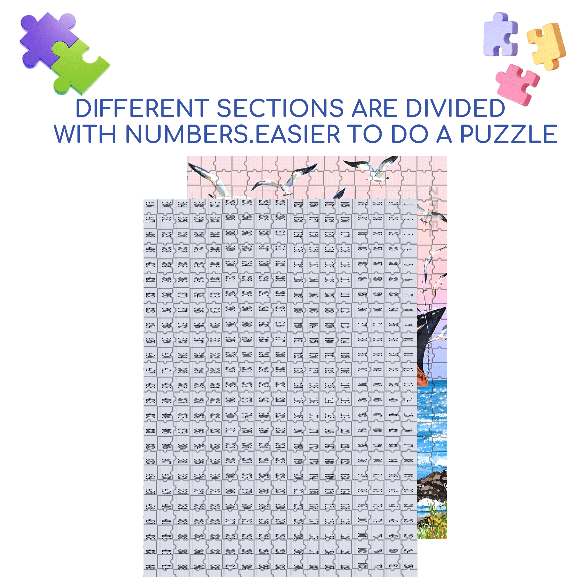Blue Ways 500pcs/1000pcs Jigsaw Puzzle, Scratch-Resistant, Interactive Family Game & Brain-Boosting DIY Decor, Perfect for Halloween, Christmas & New Year Gifts, Family Puzzle Game