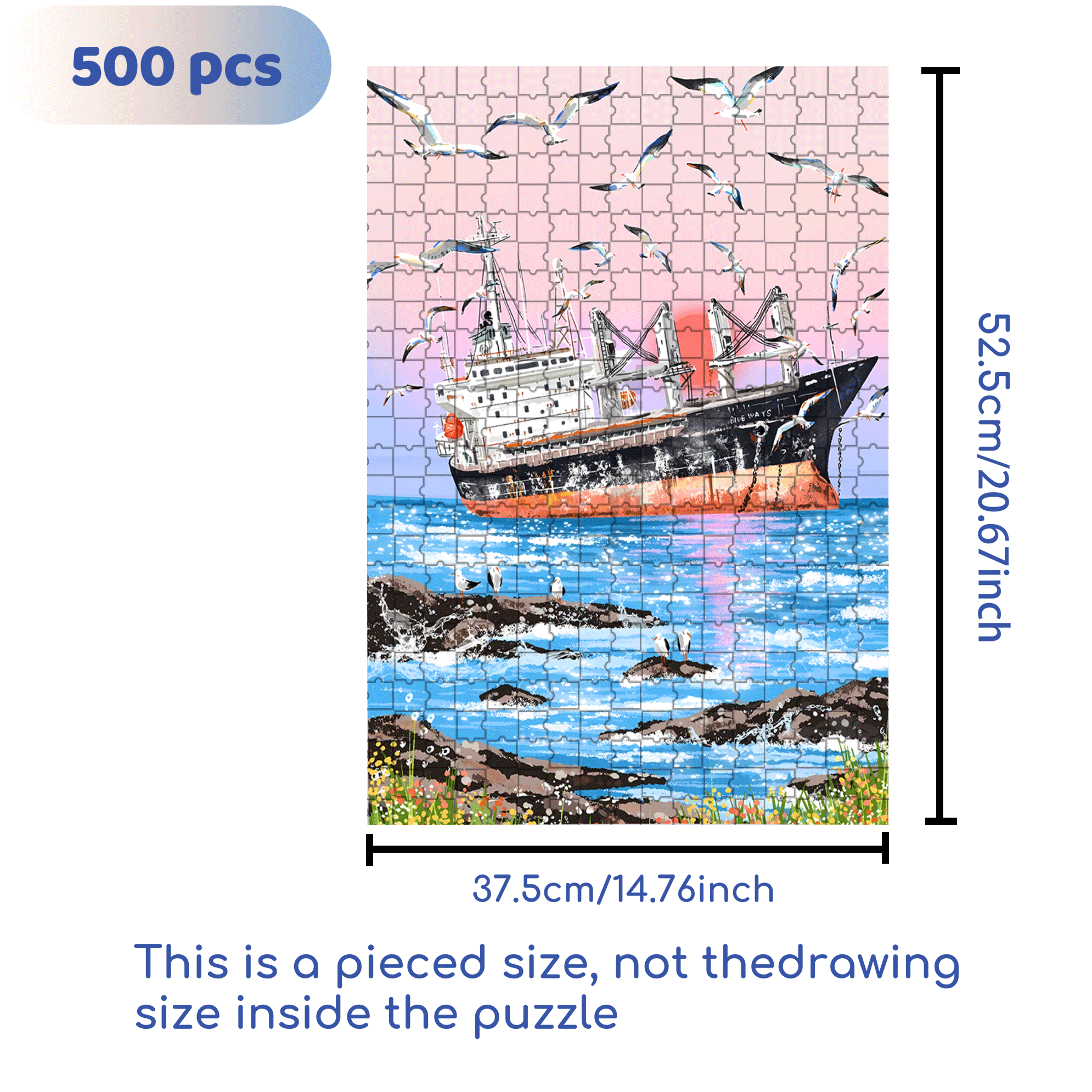 Blue Ways 500pcs/1000pcs Jigsaw Puzzle, Scratch-Resistant, Interactive Family Game & Brain-Boosting DIY Decor, Perfect for Halloween, Christmas & New Year Gifts, Family Puzzle Game