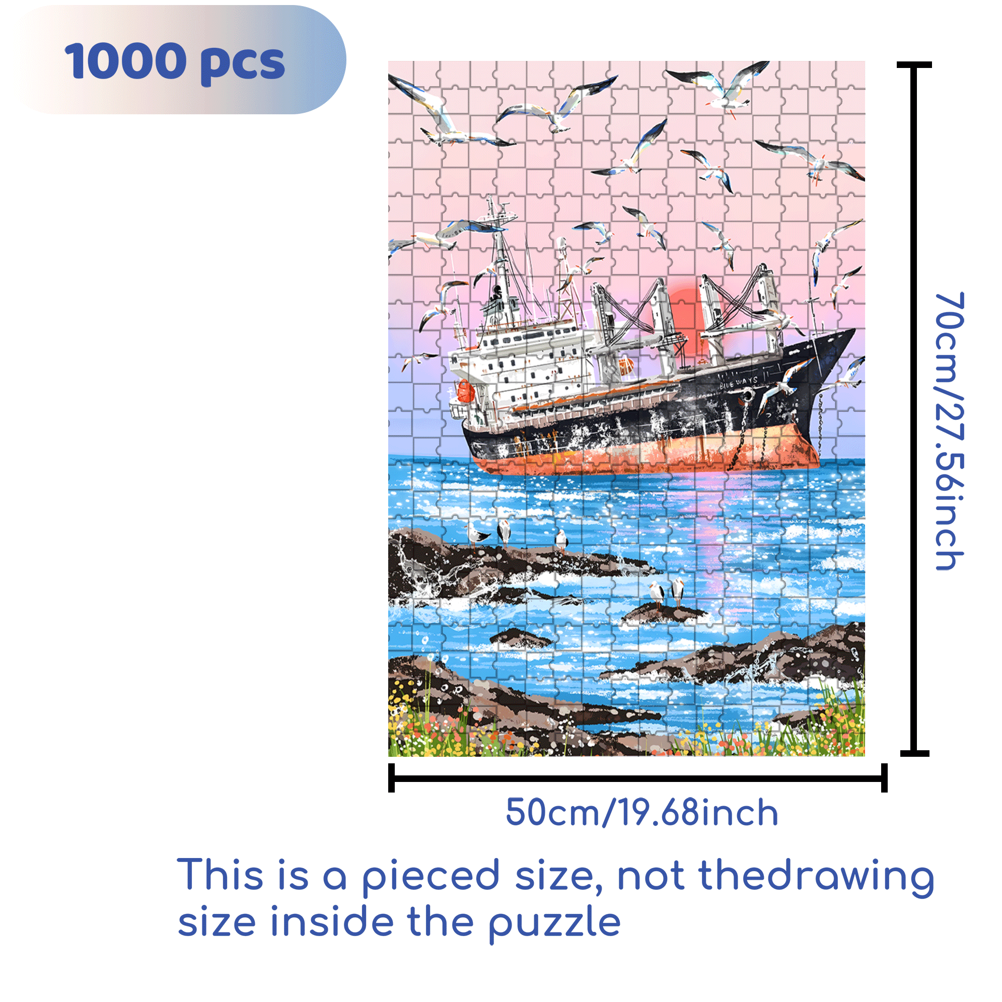 Blue Ways 500pcs/1000pcs Jigsaw Puzzle, Scratch-Resistant, Interactive Family Game & Brain-Boosting DIY Decor, Perfect for Halloween, Christmas & New Year Gifts, Family Puzzle Game