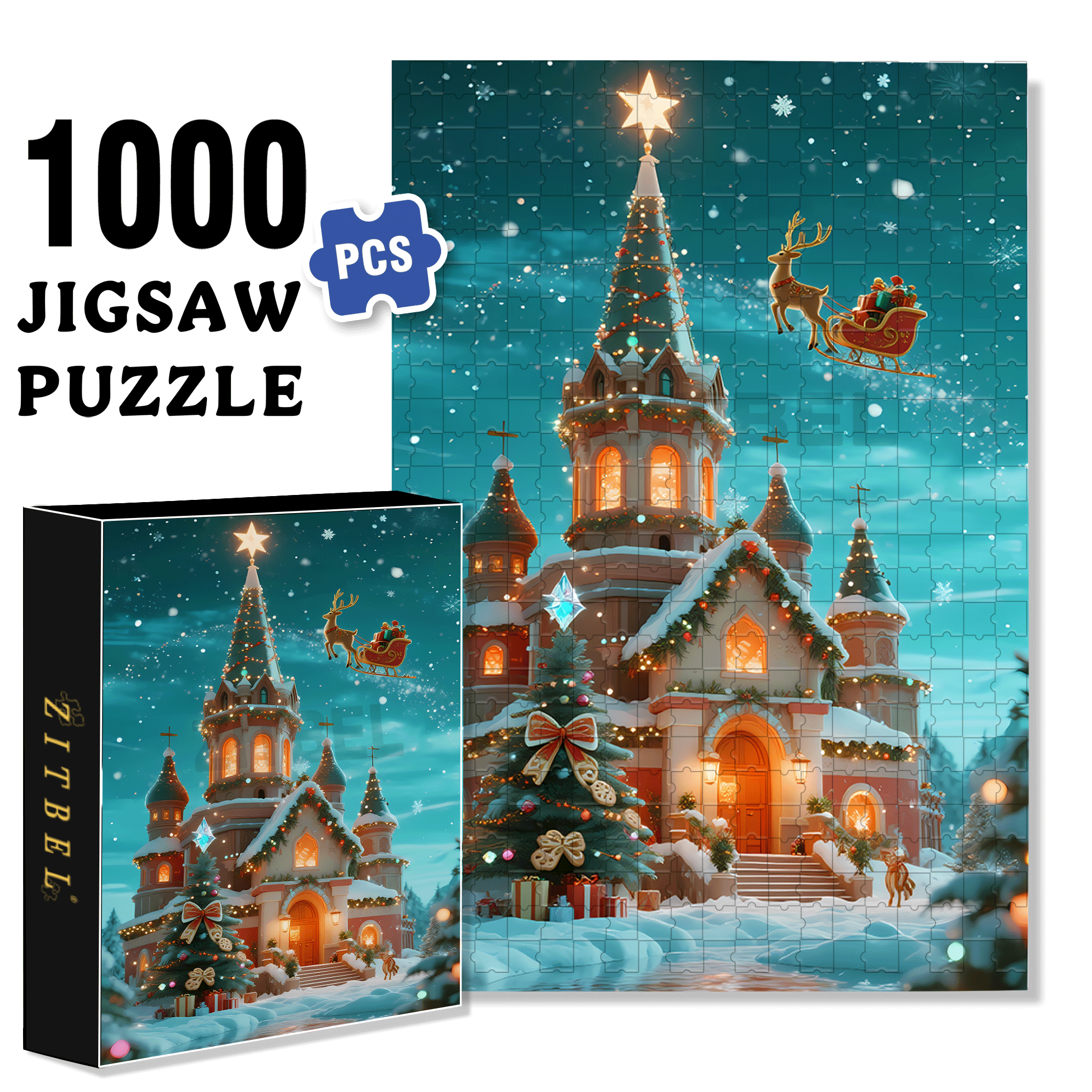 Brilliant Colored Lights 500pcs/1000pcs Jigsaw Puzzle, Scratch-Resistant, Interactive Family Game & Brain-Boosting DIY Decor, Perfect for Halloween, Christmas & New Year Gifts, Family Puzzle Game