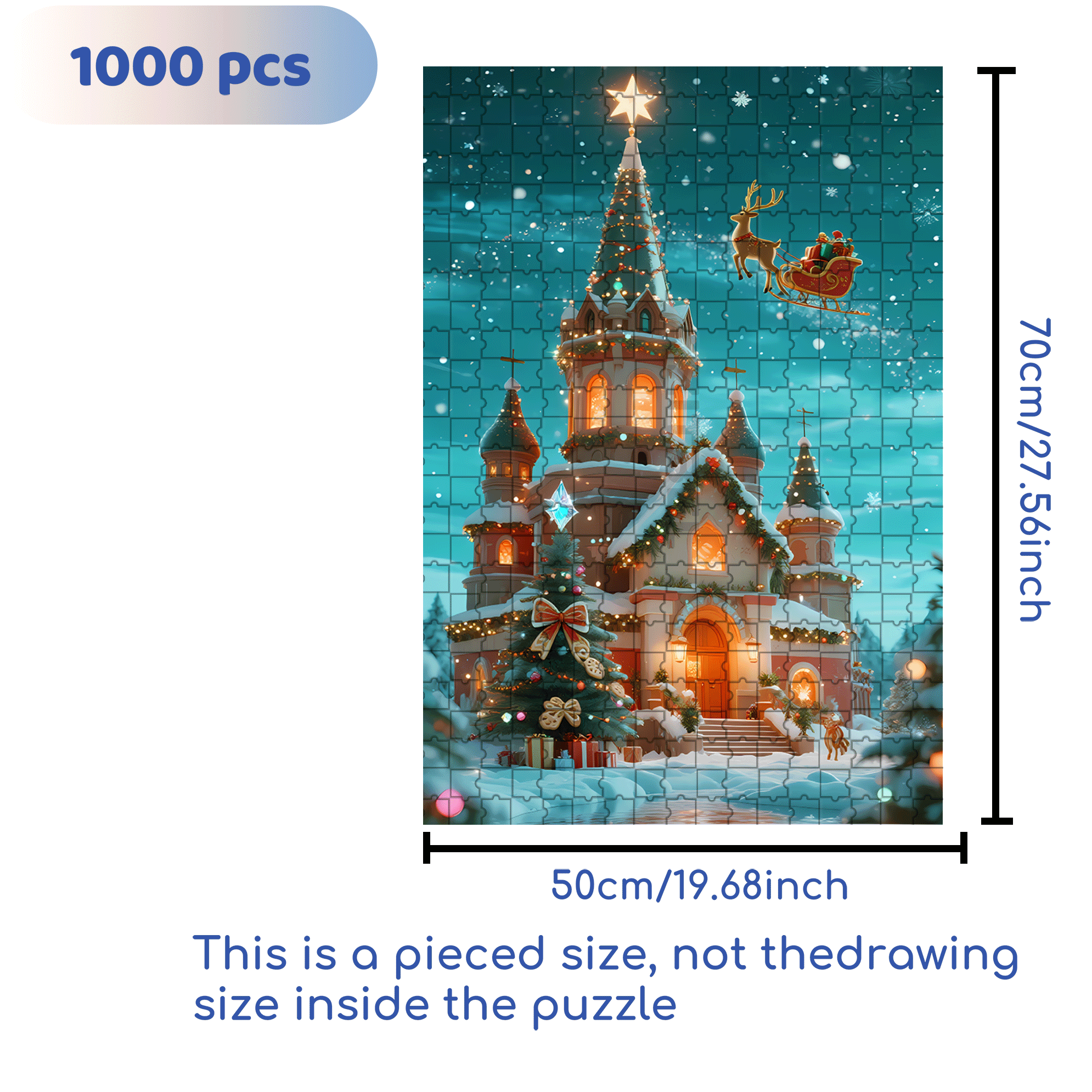 Brilliant Colored Lights 500pcs/1000pcs Jigsaw Puzzle, Scratch-Resistant, Interactive Family Game & Brain-Boosting DIY Decor, Perfect for Halloween, Christmas & New Year Gifts, Family Puzzle Game