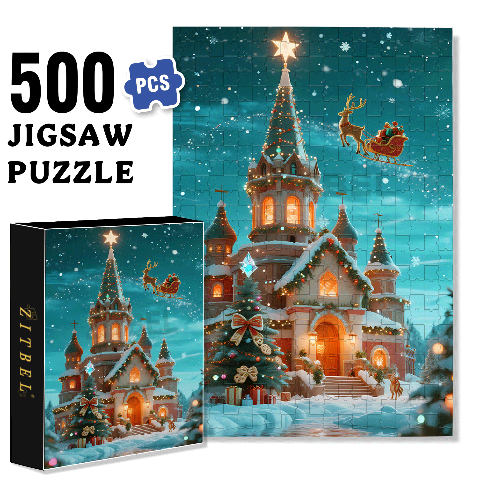 Brilliant Colored Lights 500pcs/1000pcs Jigsaw Puzzle, Scratch-Resistant, Interactive Family Game & Brain-Boosting DIY Decor, Perfect for Halloween, Christmas & New Year Gifts, Family Puzzle Game