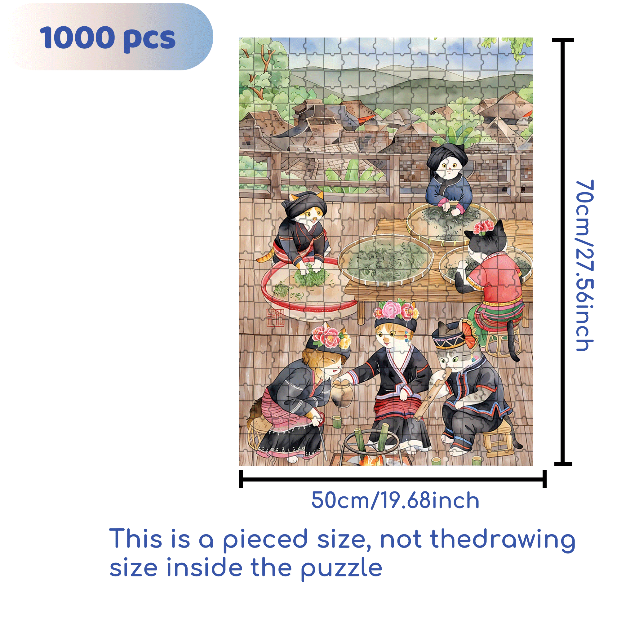 Brown Tribe 500pcs/1000pcs Jigsaw Puzzle, Scratch-Resistant, Interactive Family Game & Brain-Boosting DIY Decor, Perfect for Halloween, Christmas & New Year Gifts, Family Puzzle Game