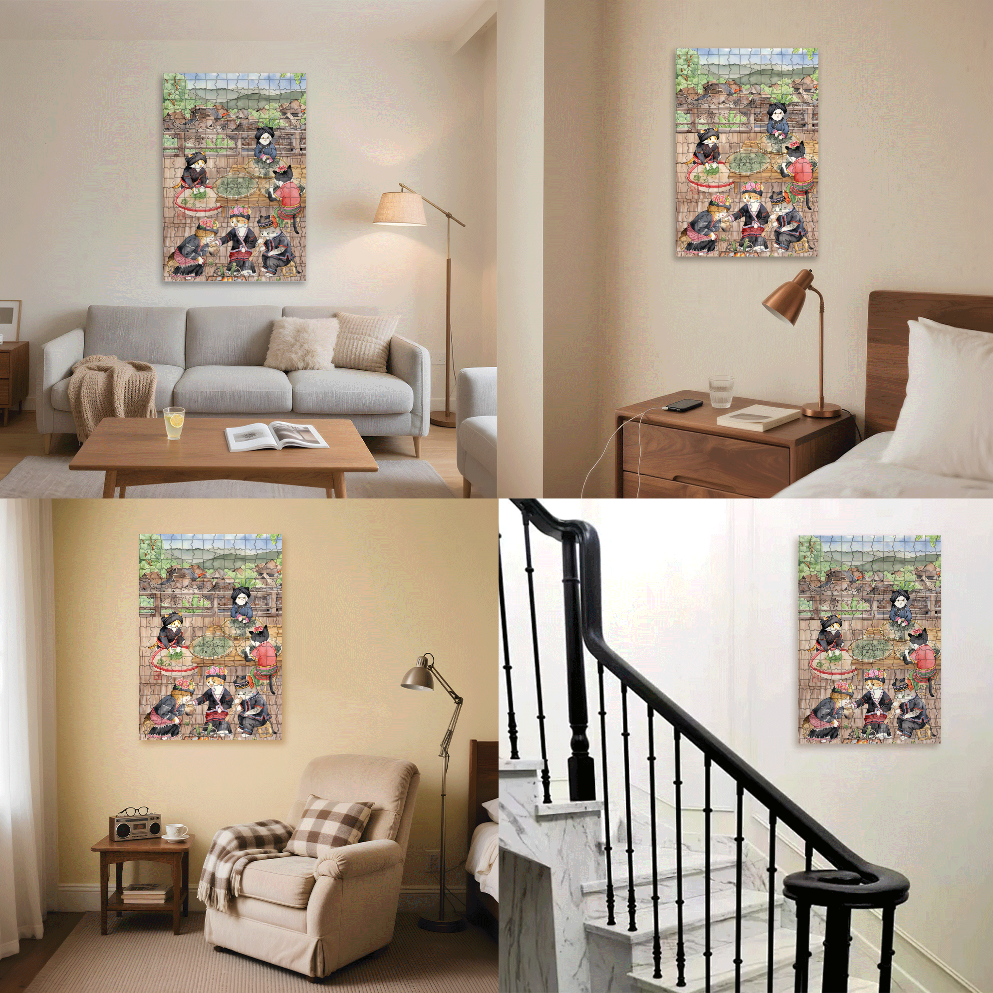 Brown Tribe 500pcs/1000pcs Jigsaw Puzzle, Scratch-Resistant, Interactive Family Game & Brain-Boosting DIY Decor, Perfect for Halloween, Christmas & New Year Gifts, Family Puzzle Game