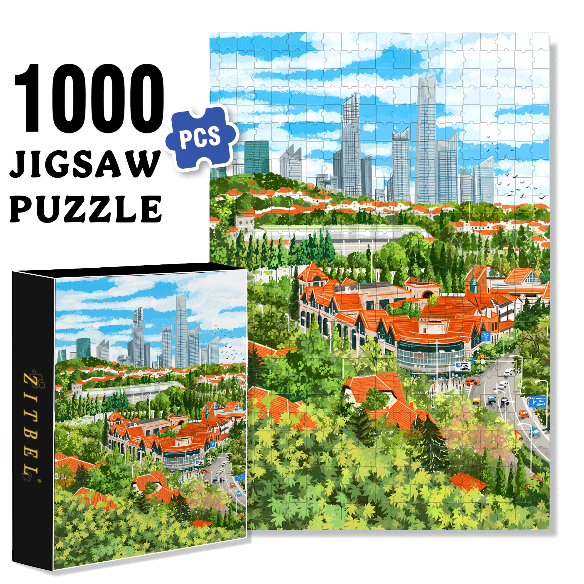 Central Axis 500pcs/1000pcs Jigsaw Puzzle, Scratch-Resistant, Interactive Family Game & Brain-Boosting DIY Decor, Perfect for Halloween, Christmas & New Year Gifts, Family Puzzle Game