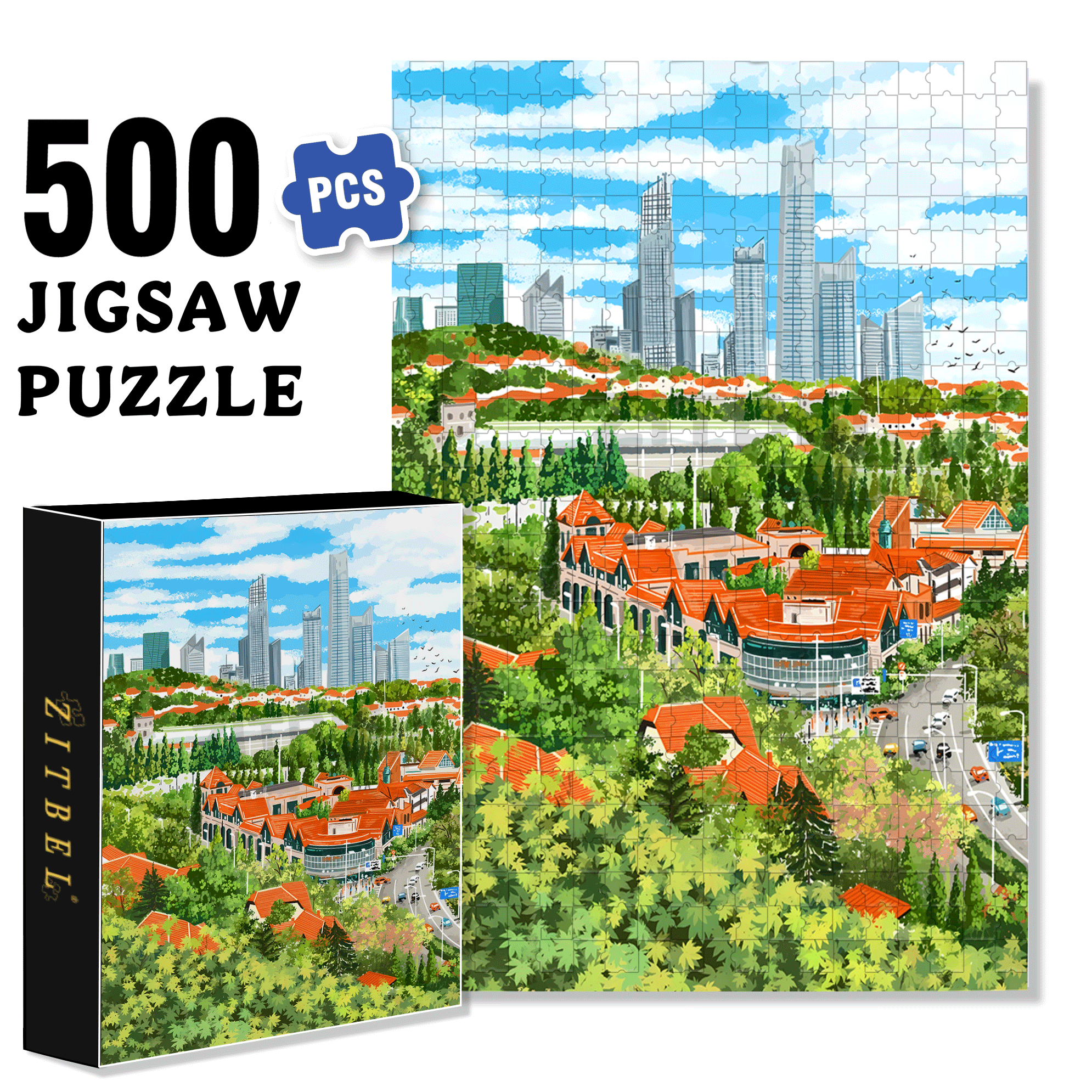 Central Axis 500pcs/1000pcs Jigsaw Puzzle, Scratch-Resistant, Interactive Family Game & Brain-Boosting DIY Decor, Perfect for Halloween, Christmas & New Year Gifts, Family Puzzle Game