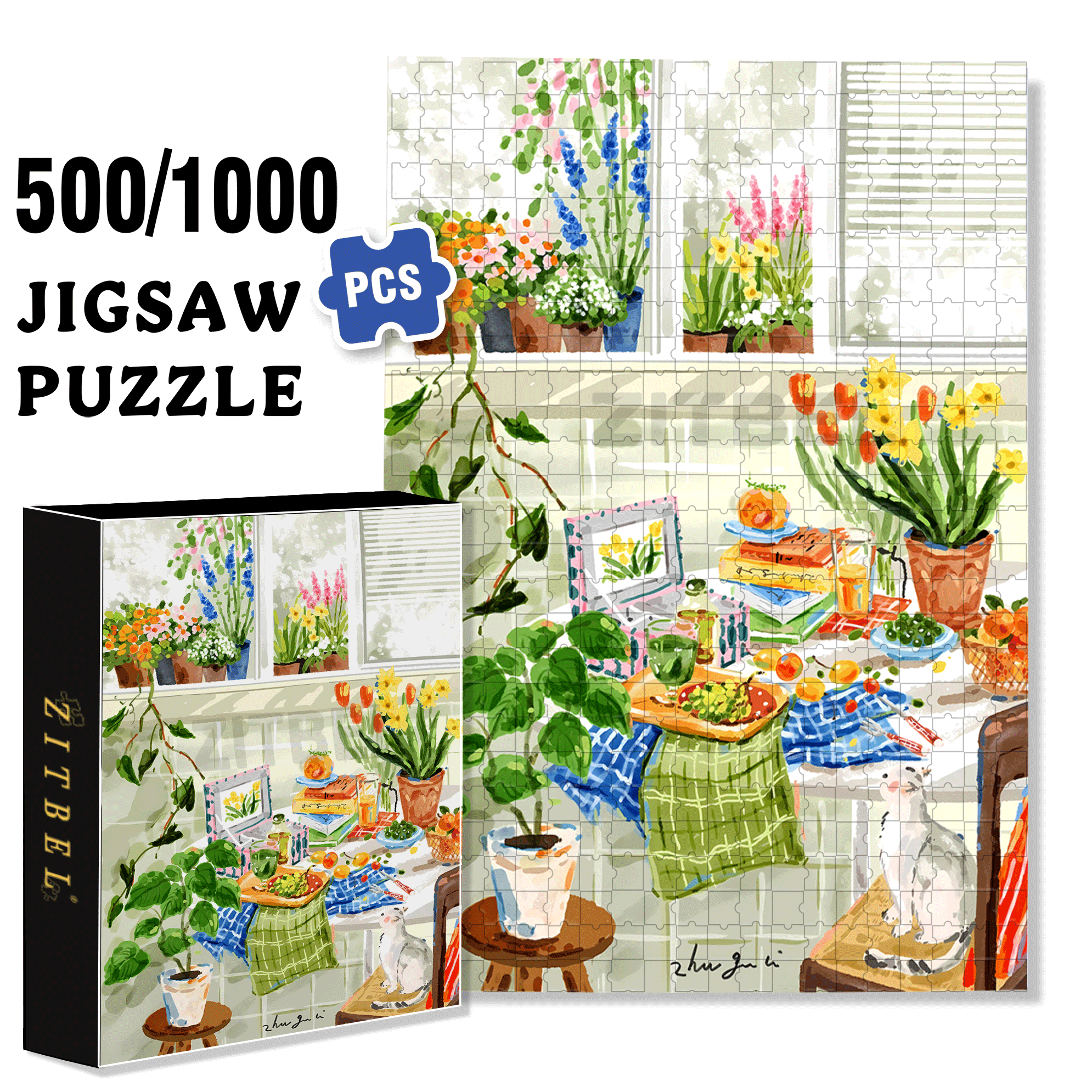 Chasing The Light Of Spring 500pcs/1000pcs Jigsaw Puzzle, Scratch-Resistant, Interactive Family Game & Brain-Boosting DIY Decor, Perfect for Halloween, Christmas & New Year Gifts, Family Puzzle Game