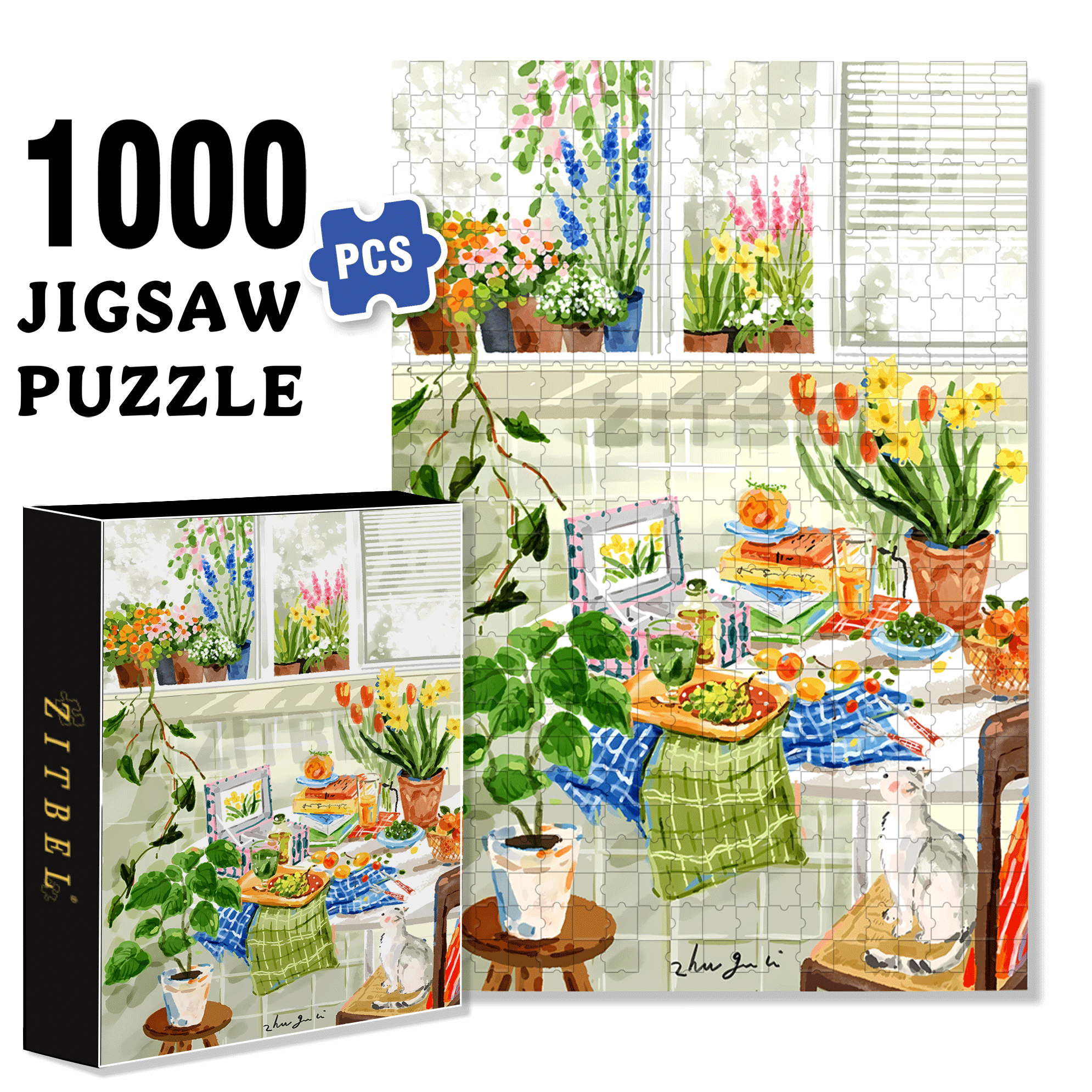 Chasing The Light Of Spring 500pcs/1000pcs Jigsaw Puzzle, Scratch-Resistant, Interactive Family Game & Brain-Boosting DIY Decor, Perfect for Halloween, Christmas & New Year Gifts, Family Puzzle Game
