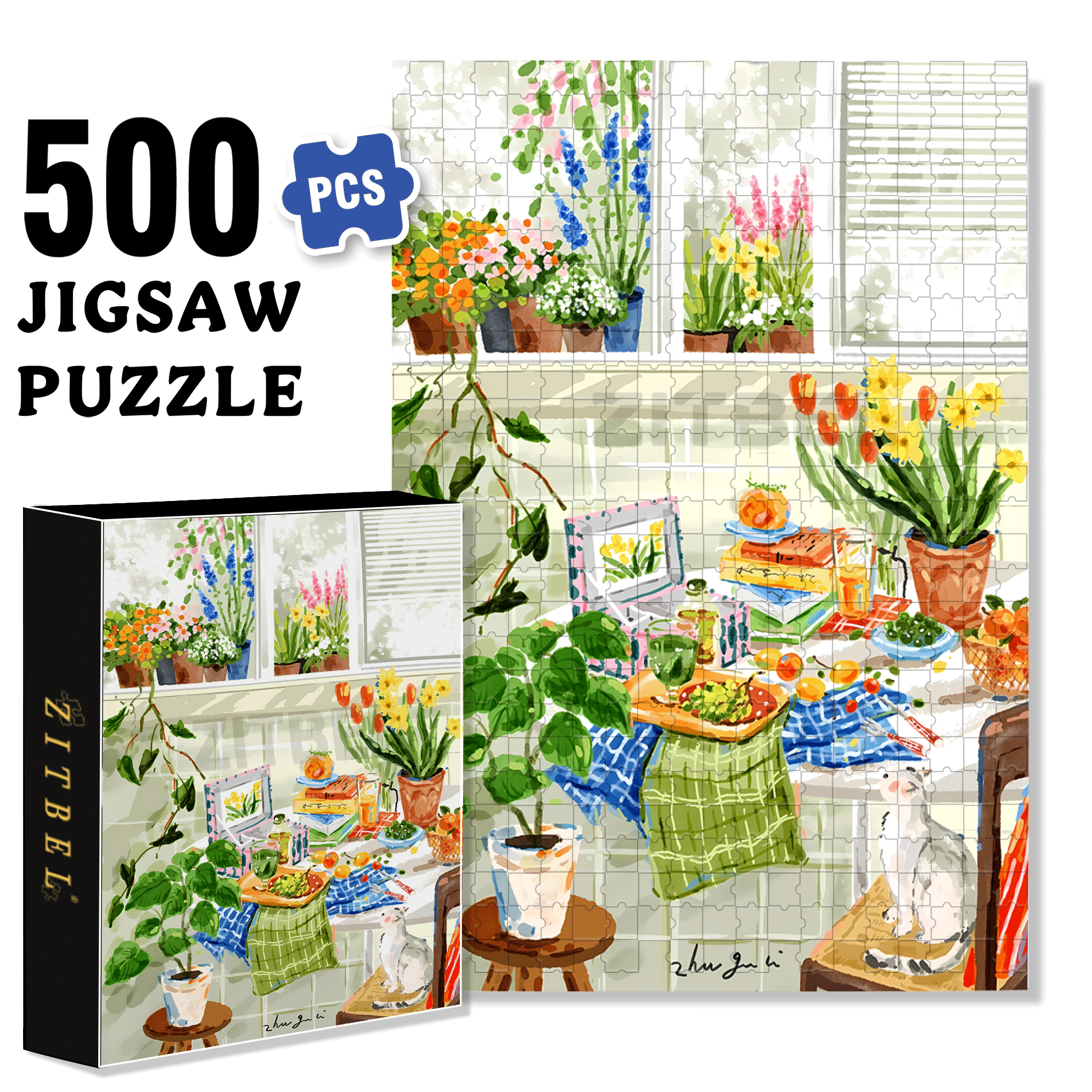 Chasing The Light Of Spring 500pcs/1000pcs Jigsaw Puzzle, Scratch-Resistant, Interactive Family Game & Brain-Boosting DIY Decor, Perfect for Halloween, Christmas & New Year Gifts, Family Puzzle Game