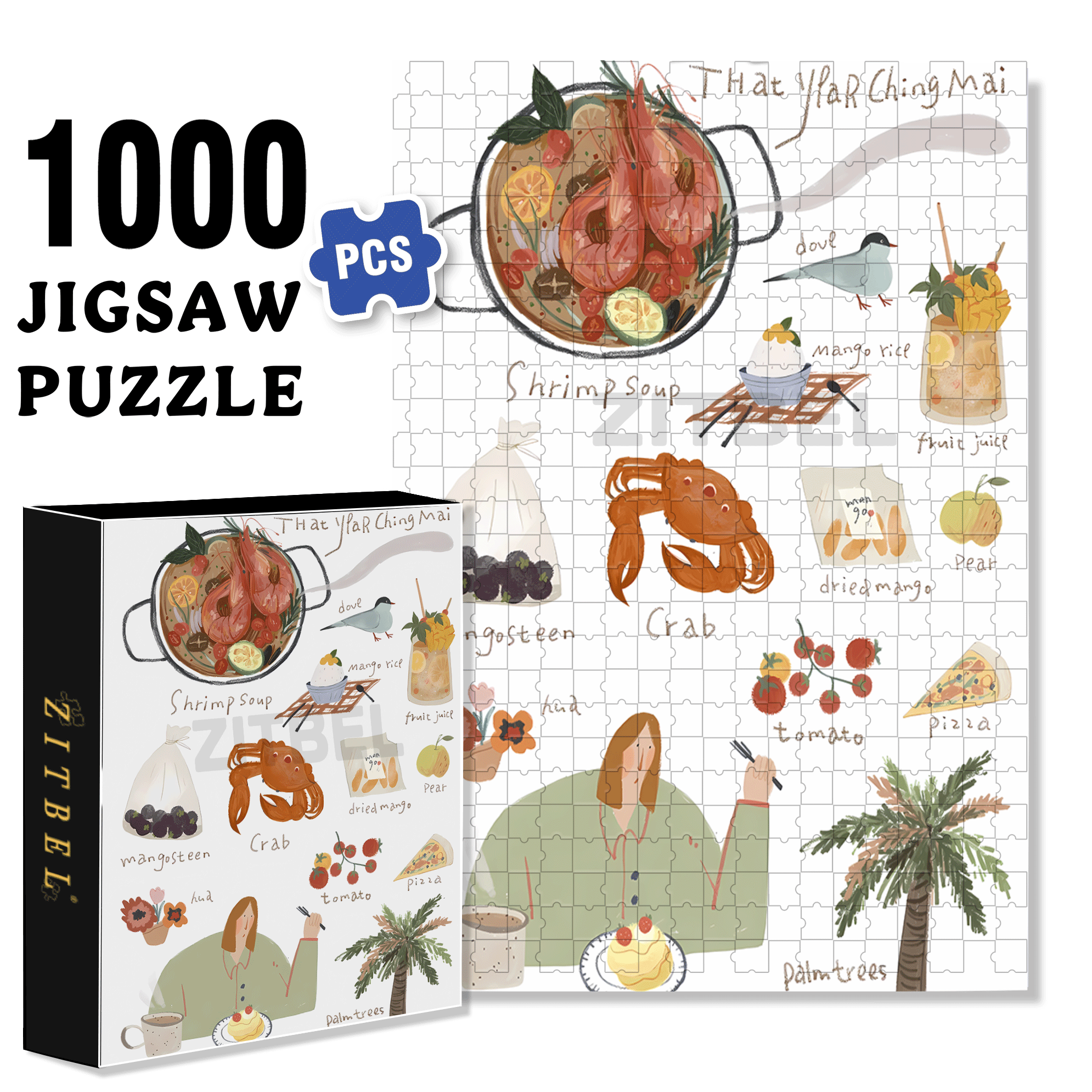 Chiang Mai Diary 500pcs/1000pcs Jigsaw Puzzle, Scratch-Resistant, Interactive Family Game & Brain-Boosting DIY Decor, Perfect for Halloween, Christmas & New Year Gifts, Family Puzzle Game