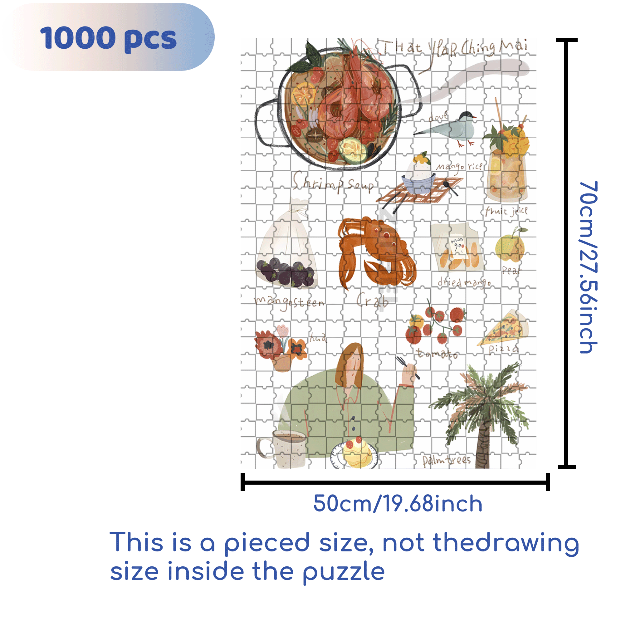 Chiang Mai Diary 500pcs/1000pcs Jigsaw Puzzle, Scratch-Resistant, Interactive Family Game & Brain-Boosting DIY Decor, Perfect for Halloween, Christmas & New Year Gifts, Family Puzzle Game