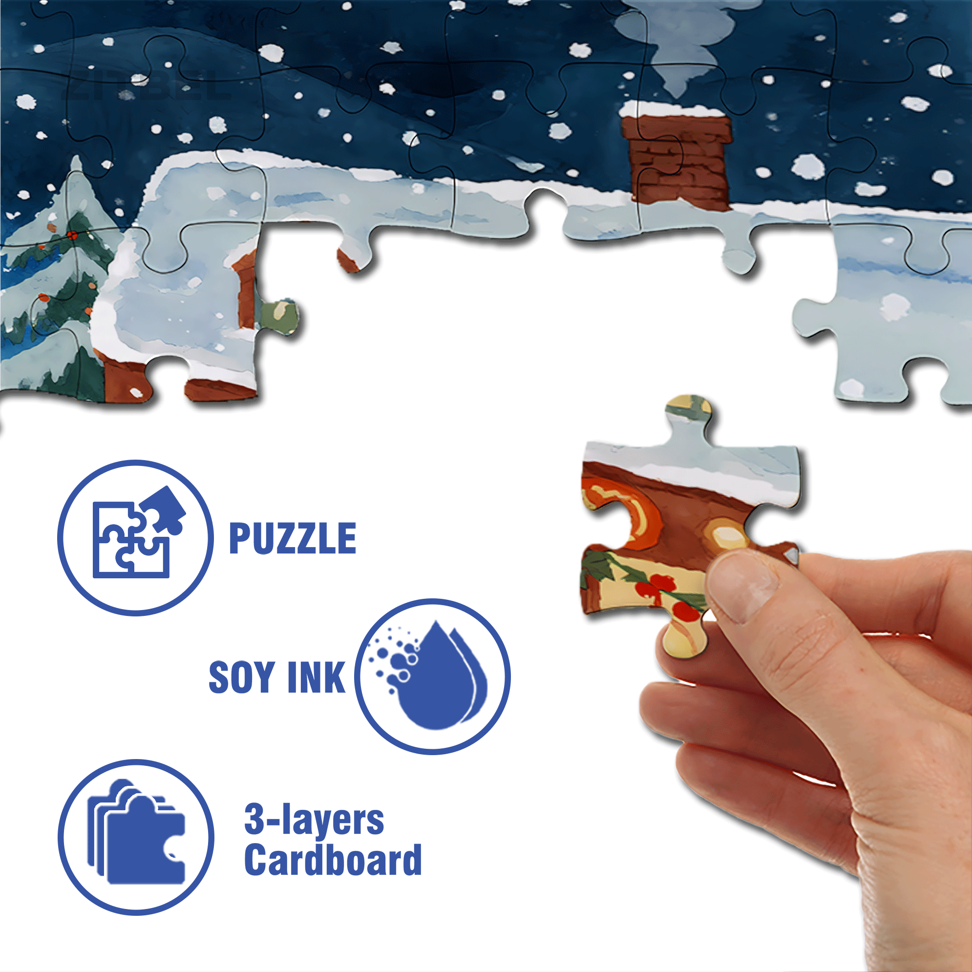 Christmas Coffee Shop 500pcs/1000pcs Jigsaw Puzzle, Scratch-Resistant, Interactive Family Game & Brain-Boosting DIY Decor, Perfect for Halloween, Christmas & New Year Gifts, Family Puzzle Game